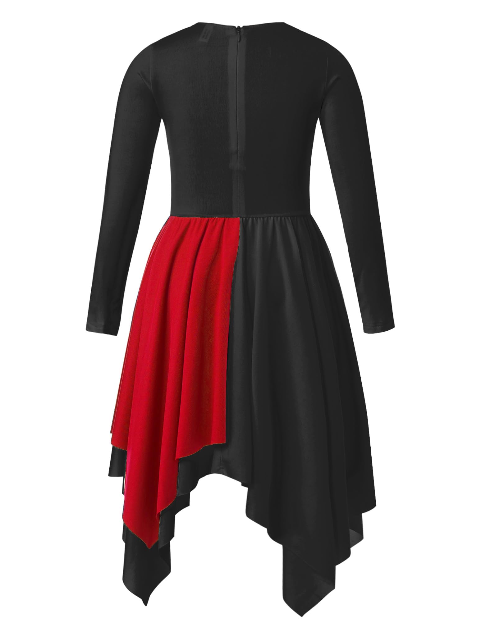 Long Sleeve Praise Dance Dress for Girls - Metallic Liturgical Worship Costume with Asymmetrical Design - Church Choir Robe & Tunic for Performances, Worship Services & Special Events