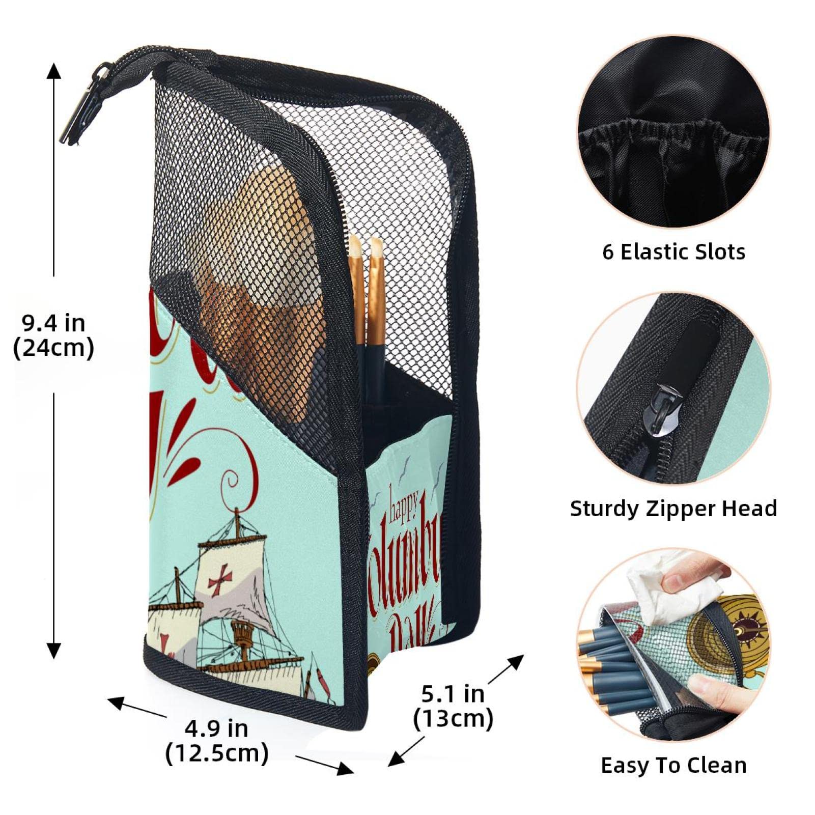 12-Piece Makeup Brush Organizer Bag with Sailing Boat Ship Compass Design - Portable Makeup Brush Holder Case for Travel & Home Storage | Perfect for Makeup Artists & Beauty Enthusiasts