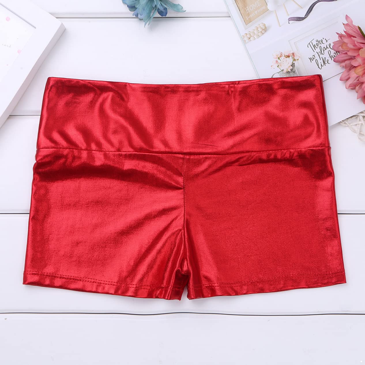 Girls' Metallic Spandex Ballet Dance Shorts - Cheerleading & Gymnastics Leotard for Kids - Perfect for Dance Class, Tumbling Practice & Athletic Performance