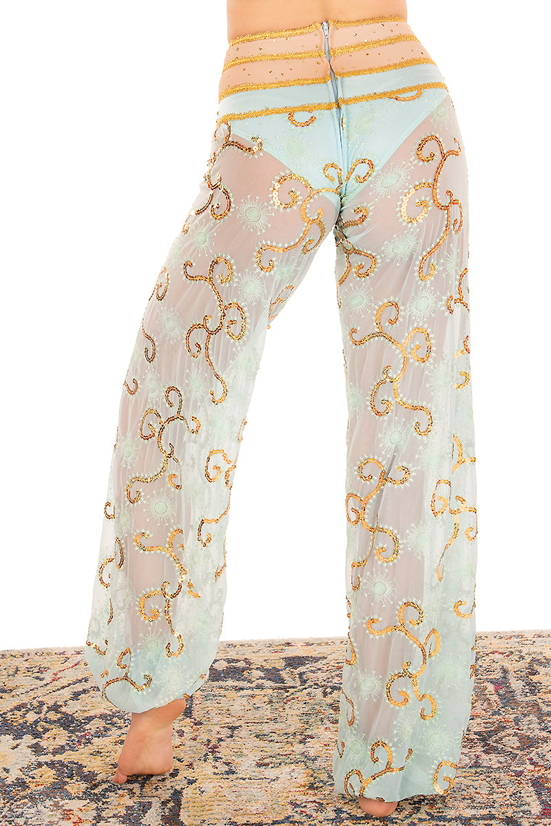Premium Jasmine Floral Print Women's Pants - Elegant High Waist Lounge Pants for Yoga, Home Wear & Casual Outfits