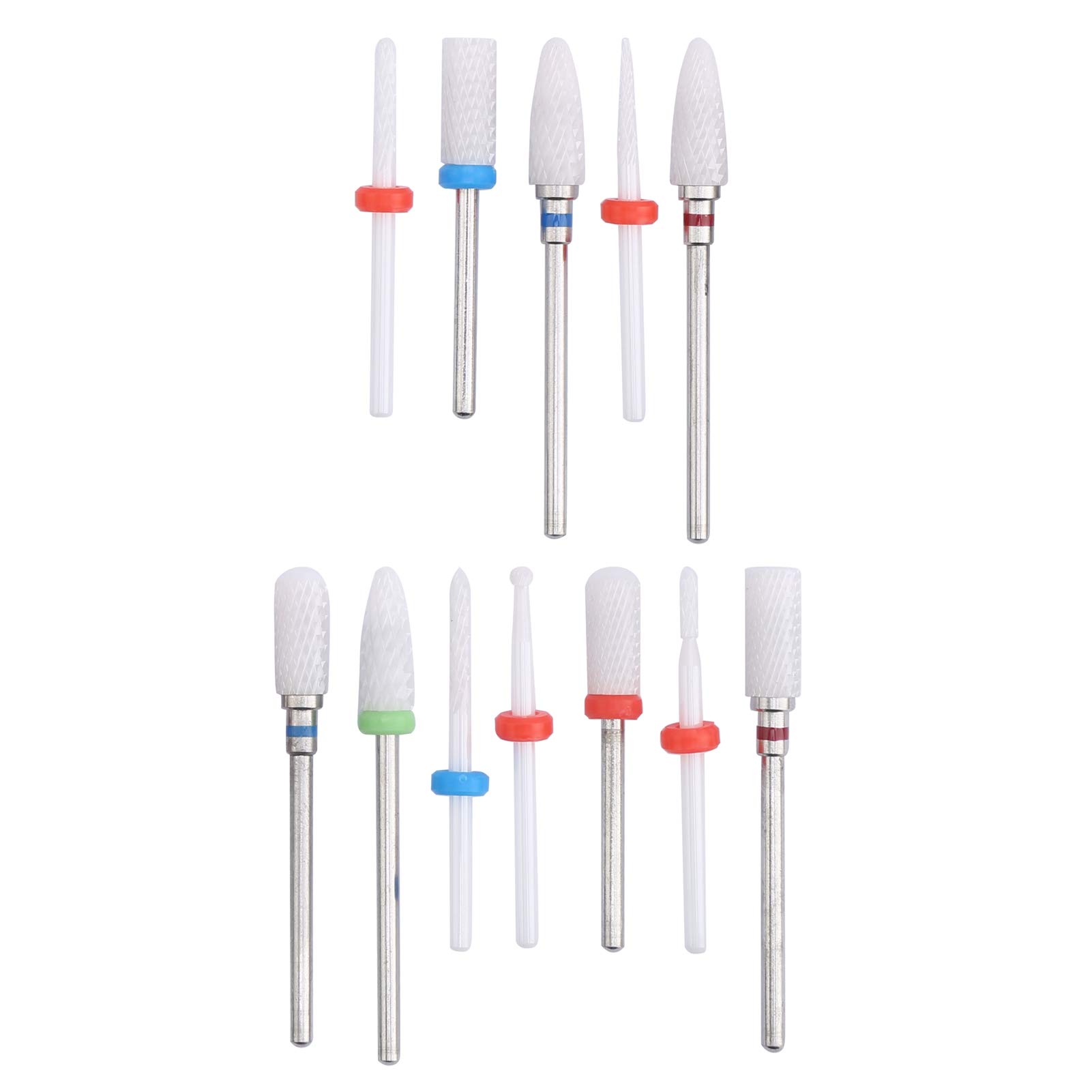 12PCS Ceramic Nail Drill Bits for Electric Nail File - Professional Acrylic Nails & Cuticle Care - Durable Milling Cutter Bits for Manicure & Pedicure - Perfect for Salon & Home Nail Art