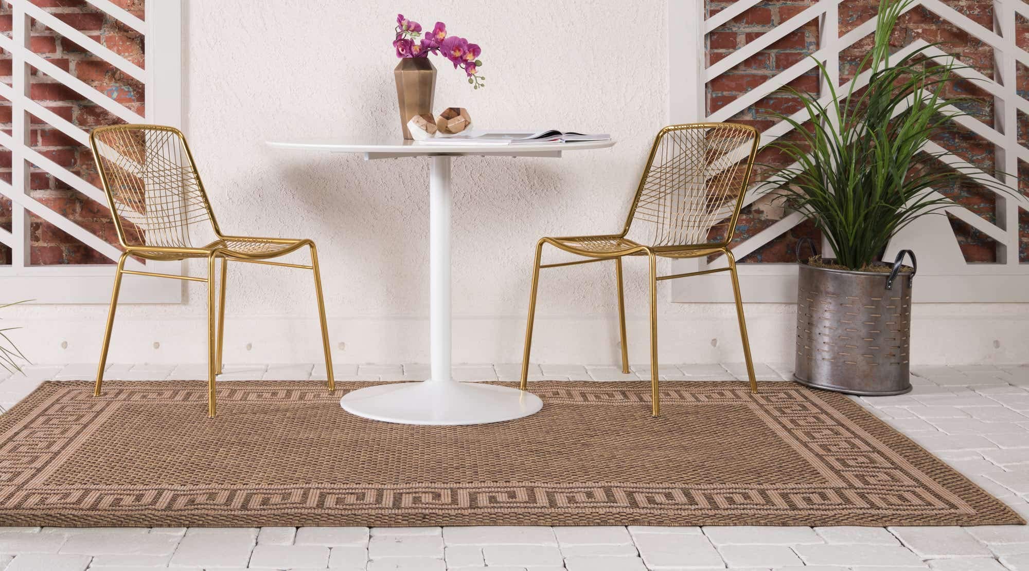 Unique Loom Outdoor Border Collection Area Rug - Greek Key Design 6'1