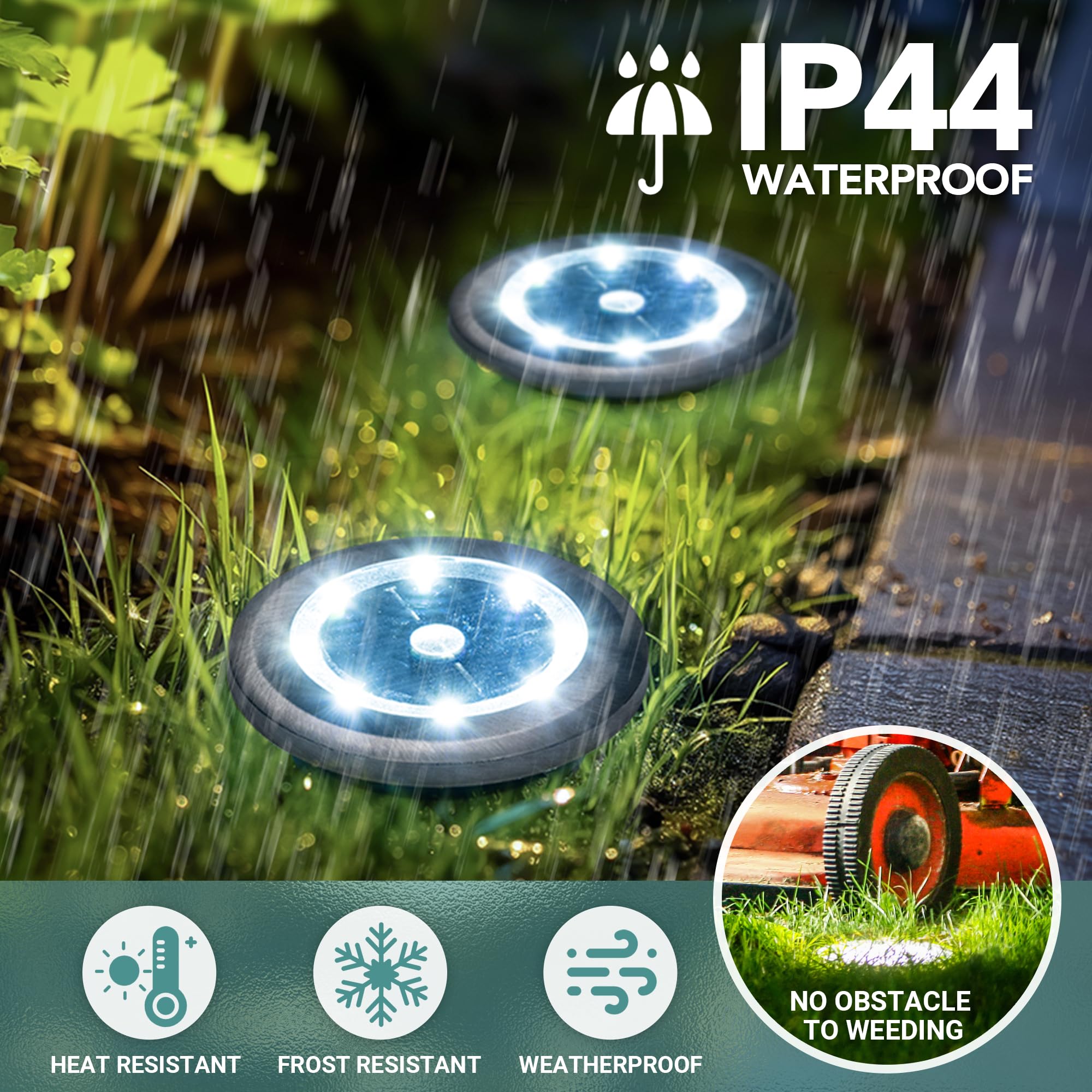 SOLPEX 10 Pack Mini Solar Ground Lights - Waterproof Outdoor Solar Pathway Lights for Garden, Yard, Driveway & Walkway - Cool White LED Landscape Lighting - Perfect for Patio, Deck, Lawn & Backyard Decor
