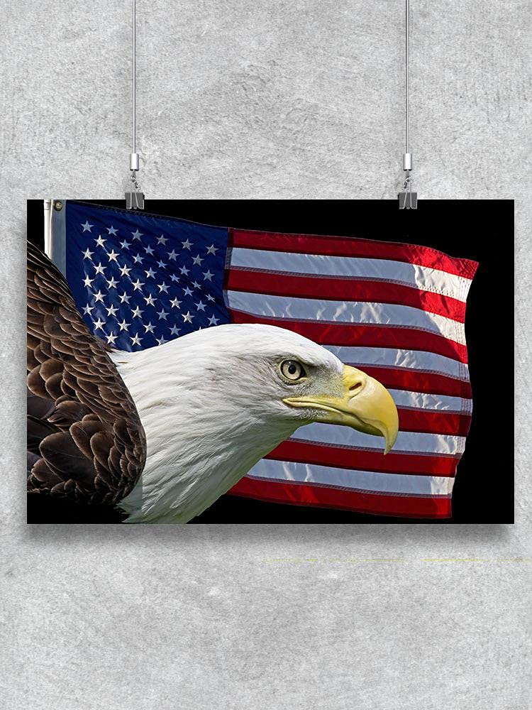 USA Patriotic Decor - American Flag & Eagle Wall Poster for Home, Office & Classroom | Vintage USA Symbols Art Print