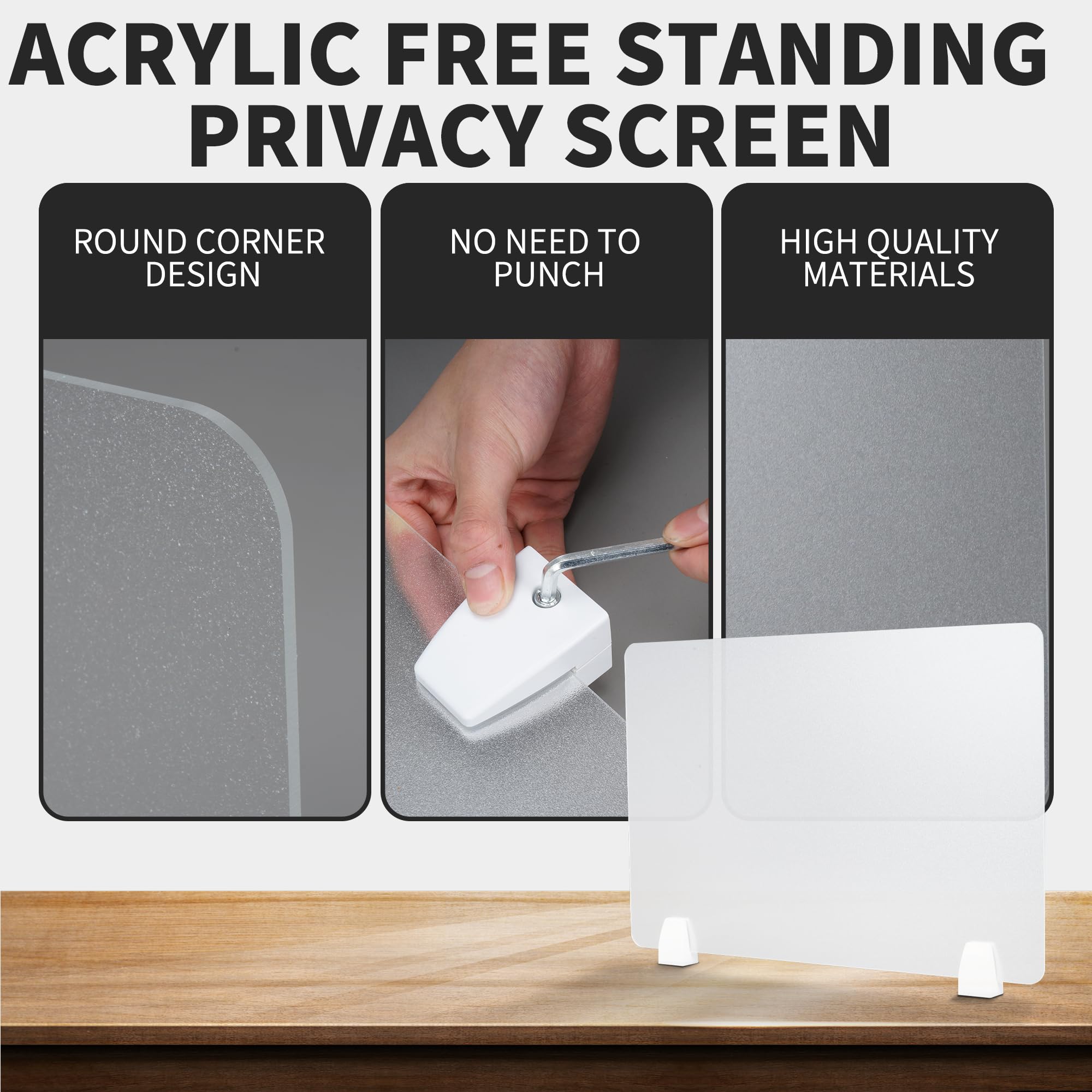 4 Pack Frosted Acrylic Desk Divider Privacy Panel - 23.6