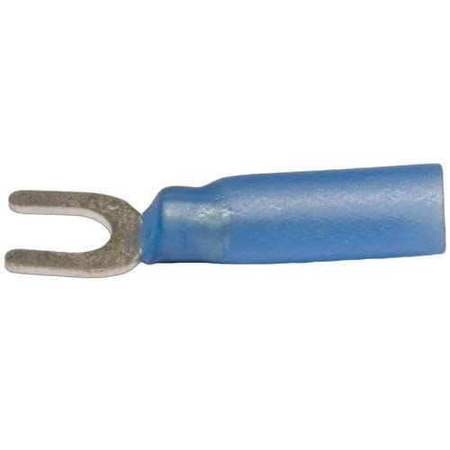 12260 Blue Heat Shrink Spade Terminals - 16-14 AWG Wire Size, 8 Stud Size (200-Pack) - Perfect for Automotive Wiring, Electrical Repairs & DIY Projects