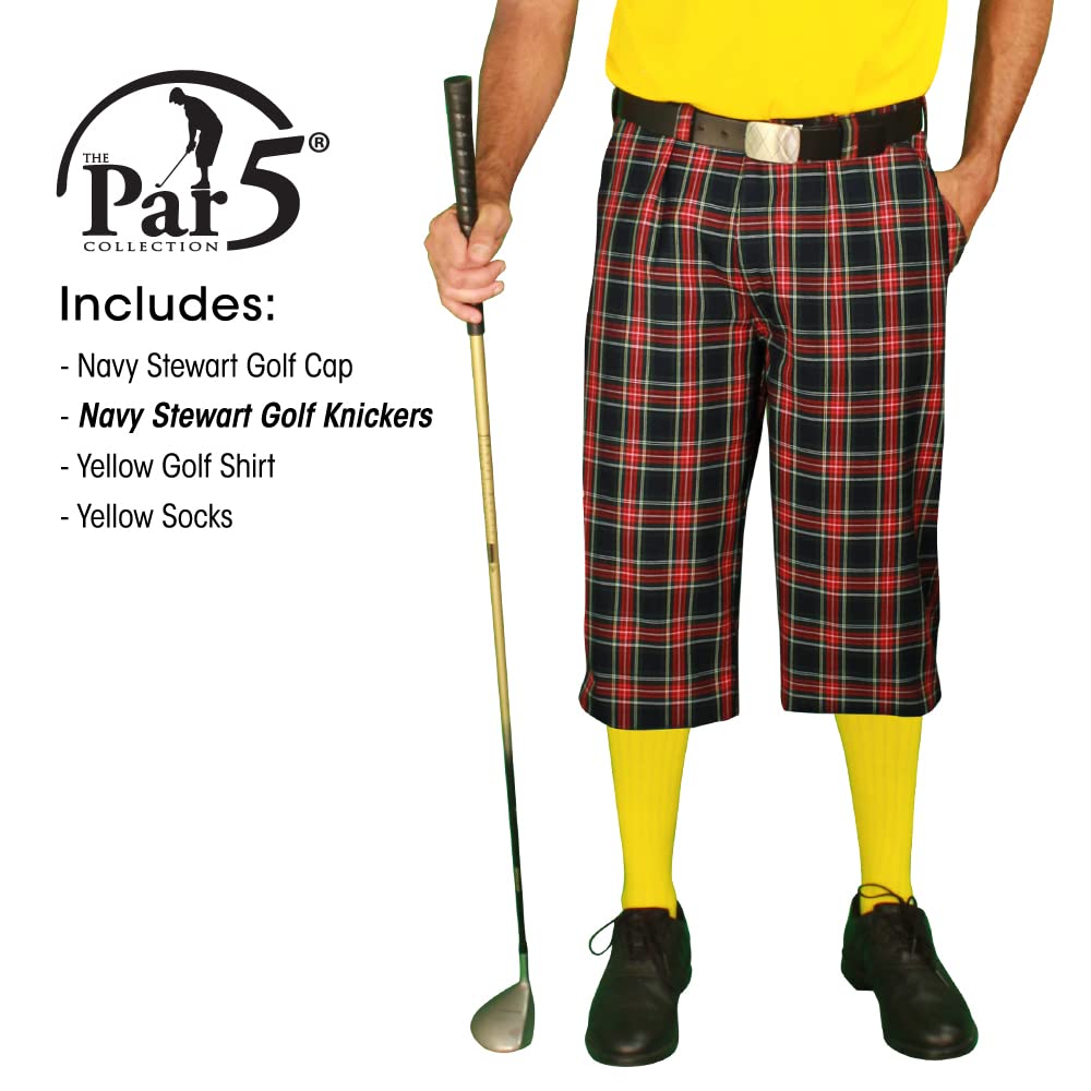 Premium Navy Stewart Golf Outfits for Men - Stylish Yellow Polo Shirt & Shorts Set - Perfect for Golf Tournaments, Country Club Events & Summer Casual Wear
