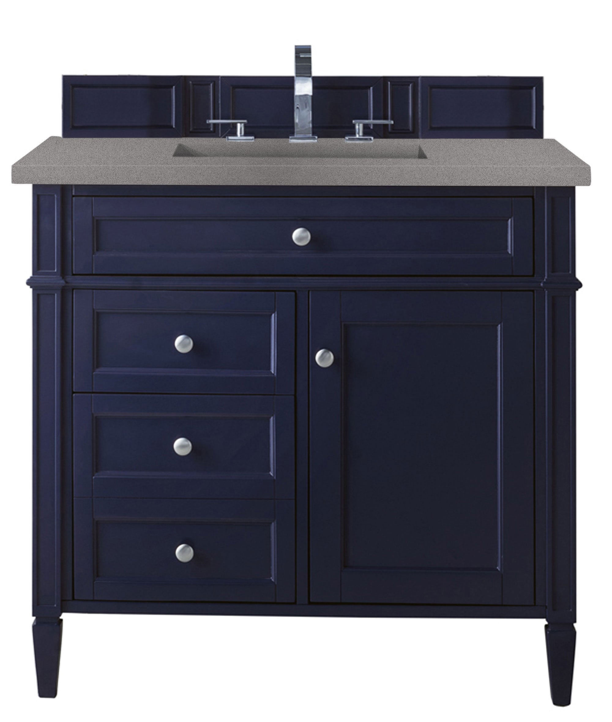 Brittany 36-Inch Single Bathroom Vanity in Victory Blue with 3CM Grey Expo Quartz Countertop - Perfect for Modern Master Bathrooms & Powder Rooms