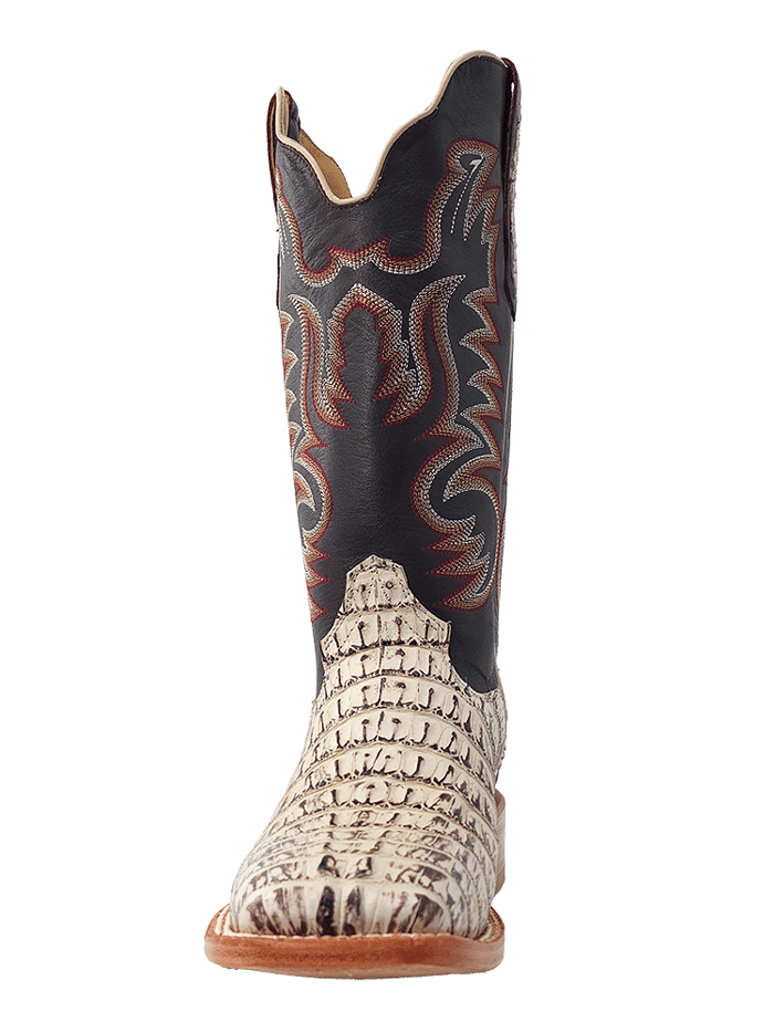 R.Watson RW3013 Men's Western Boots - Genuine Hornback Caiman Tail & Orix Leather in Chocolate Brown - Perfect for Rodeo, Country Dancing & Outdoor Adventures