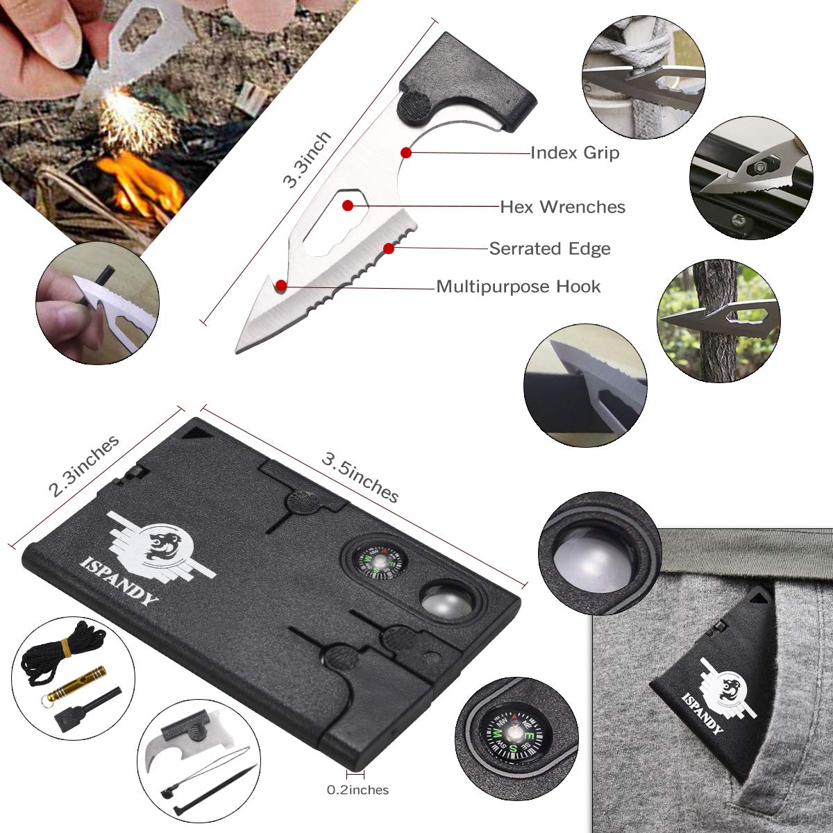 7-in-1 Multi-Tool Keychain & 18-in-1 Pocket Tool Set with 46-in-1 Credit Card Tool - Compact Survival Gear for Men - Perfect Father's Day Gift - Essential for Camping, Hiking, Emergency Preparedness & Everyday Carry (EDC) - Ideal for Outdoor Adventures, Home Repairs, Car Maintenance and Survival Kits - Great for Travel, DIY Projects and Emergency Situations