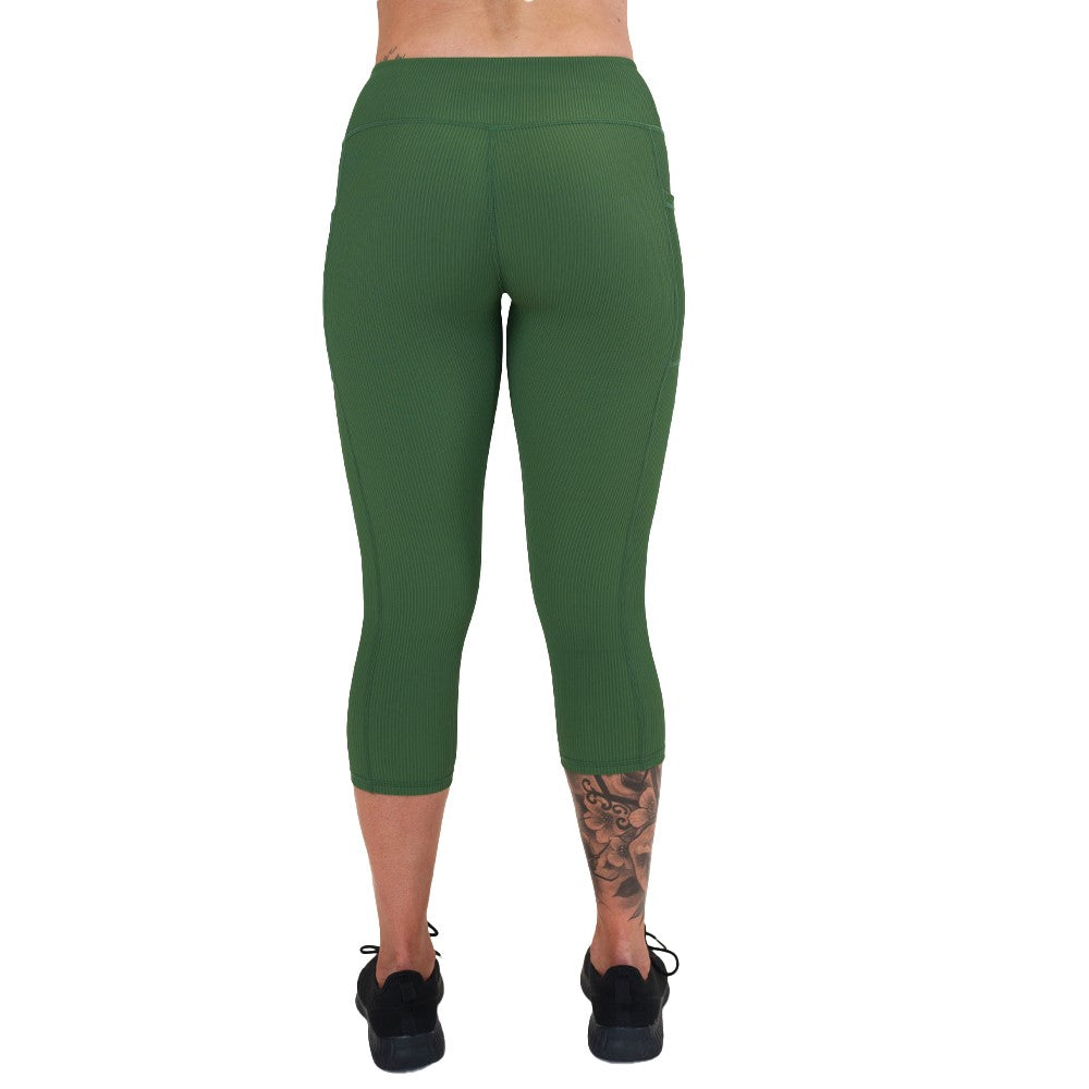 High Waist Ribbed Leggings for Women - Stretchy & Comfortable Hunter Green Yoga Pants - Perfect for Workouts, Lounge & Everyday Wear