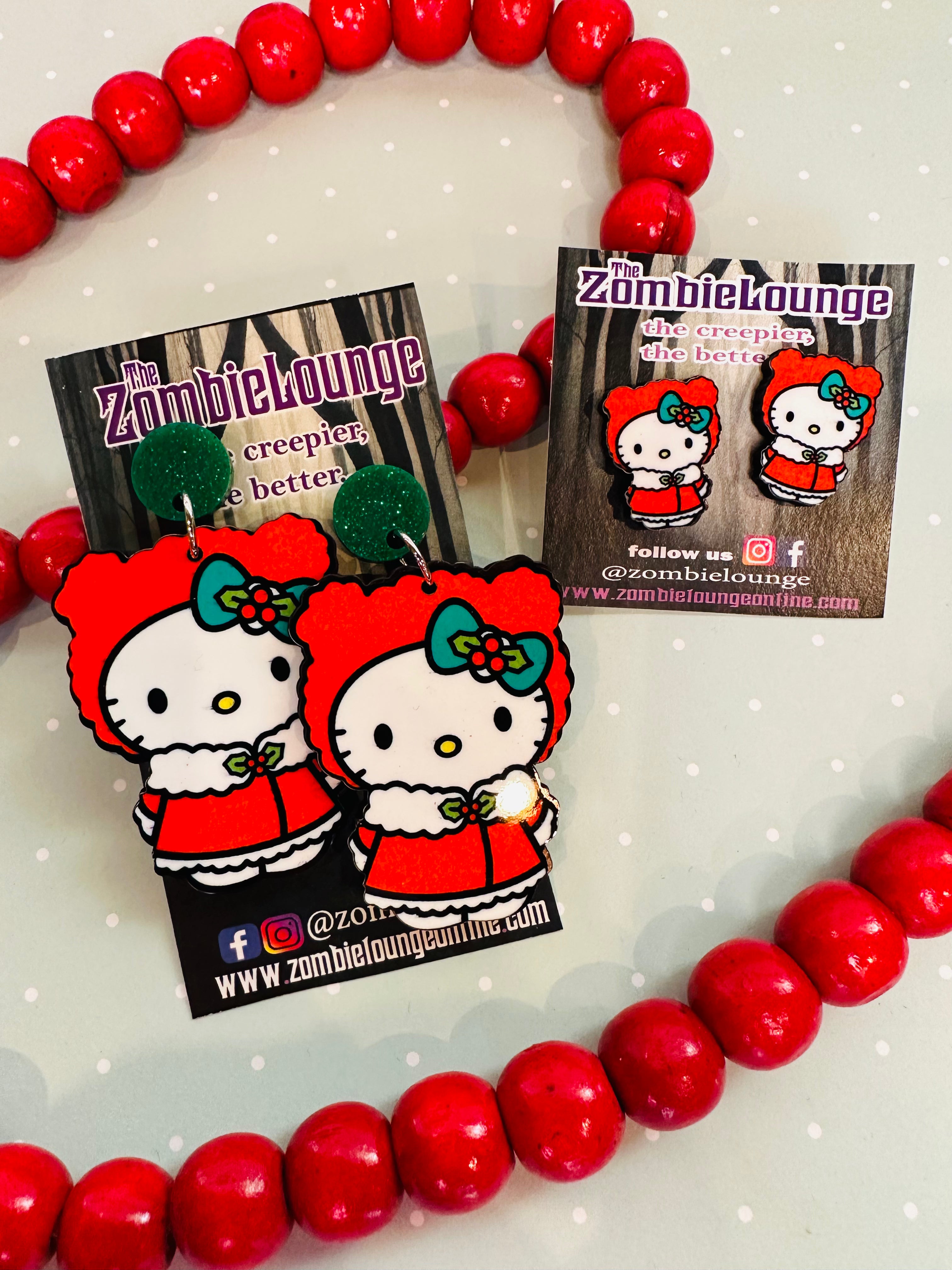 Christmas Kitty Earrings for Women - Cute Cat Stud Earrings Holiday Jewelry Gift for Her - Perfect for Christmas Parties & Festive Celebrations