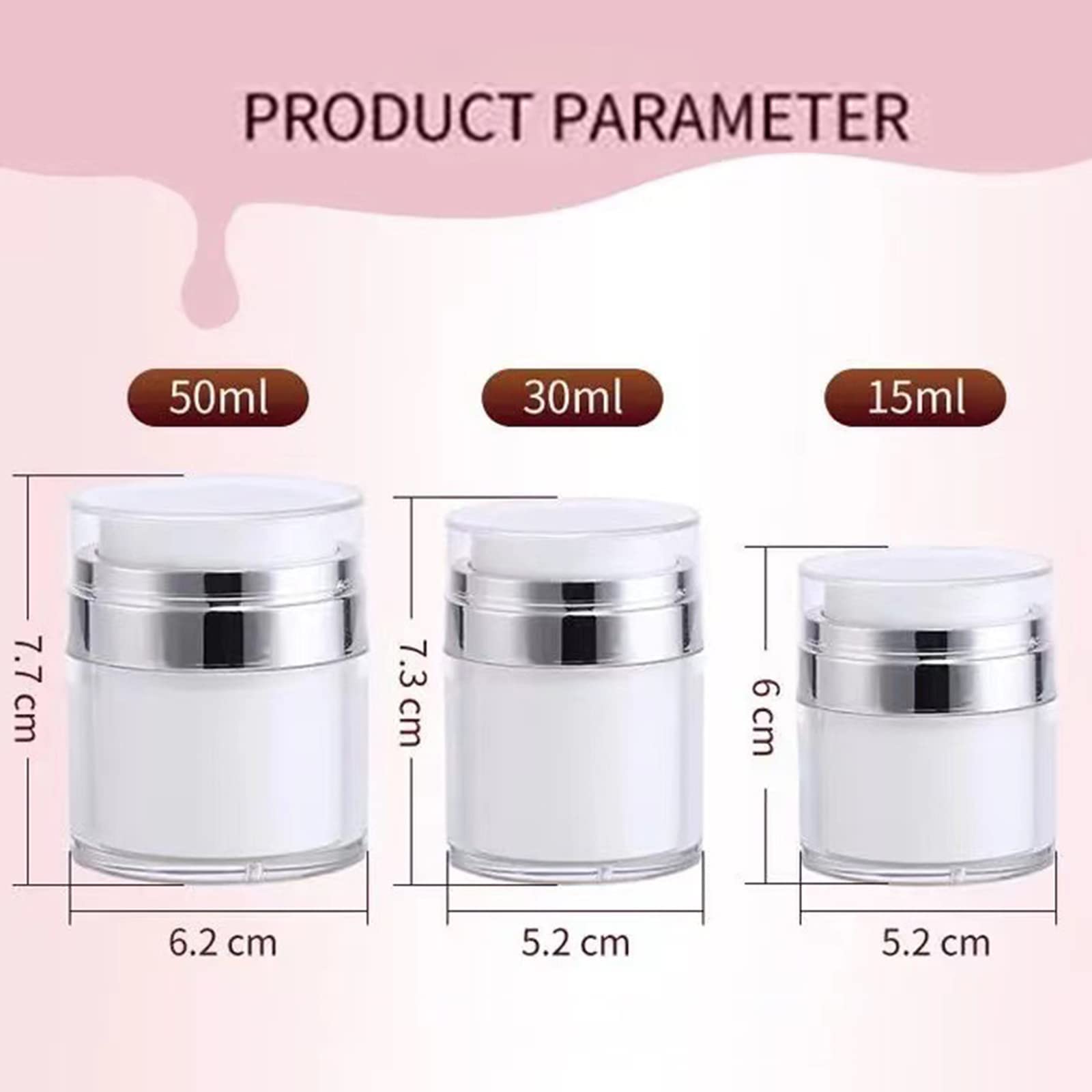 30ml Airless Pump Bottles (3-Pack) - Leak Proof Travel Containers for Lotions, Creams & Cosmetics | Portable Toiletry Dispenser for Skincare, Makeup & Haircare On-The-Go