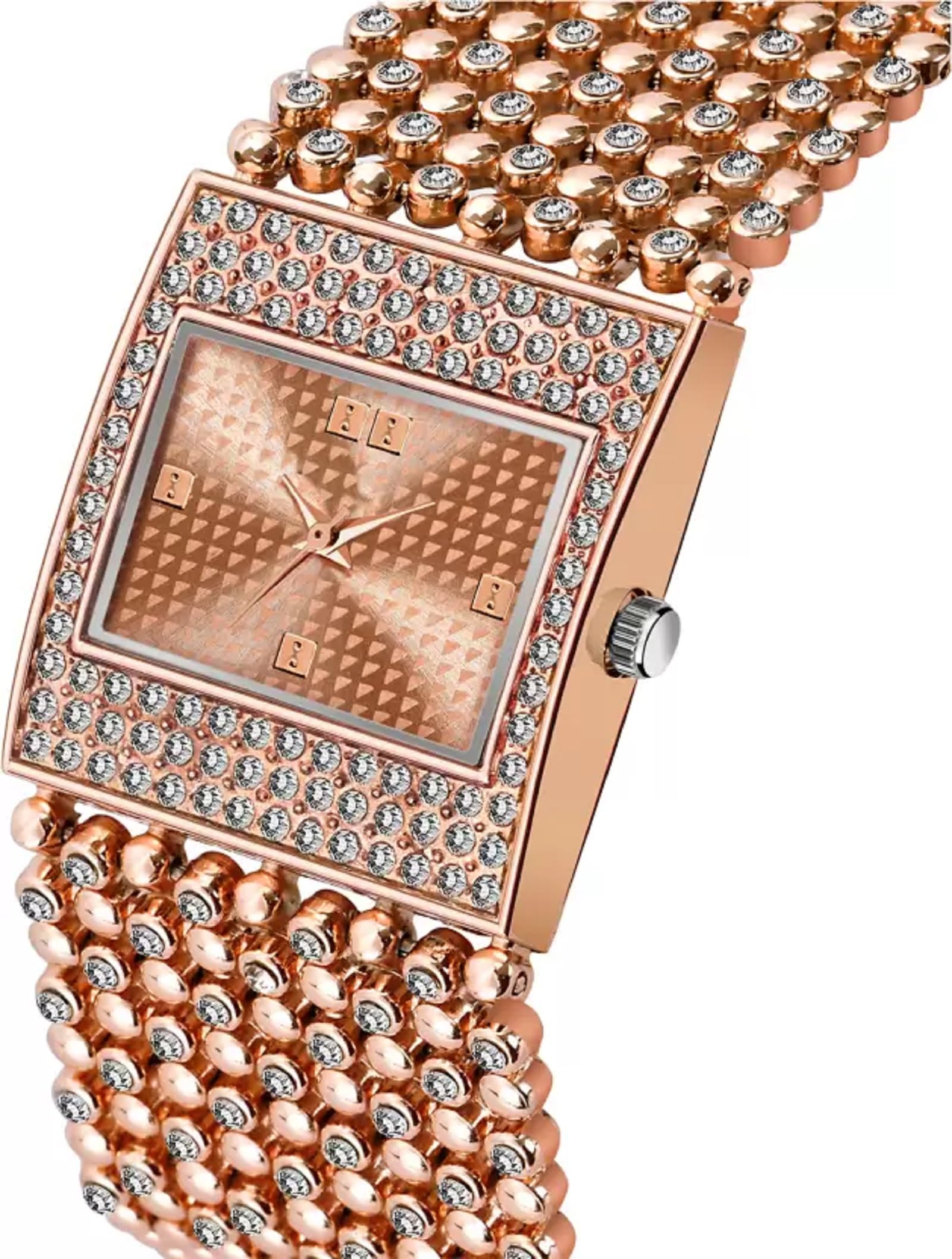 Luxury Rose Gold Square Dial Analog Watch for Women - Stylish Fashionable Gift Idea for Her | Perfect for Everyday Wear, Office & Special Occasions