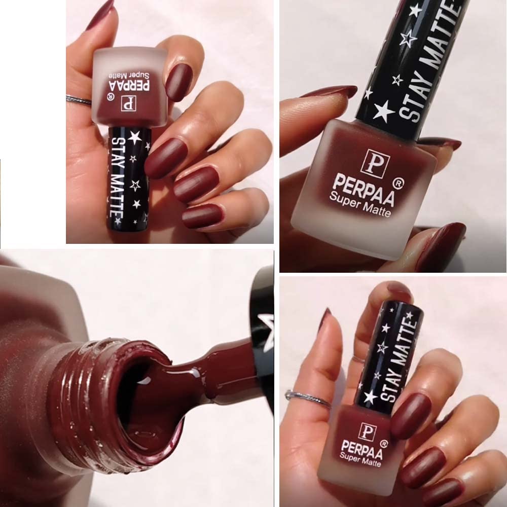 PERPAA® Super Matte Nail Polish Set of 2 Colors (Red & Dark Blue) - Quick Drying, Long Lasting & Waterproof Matte Finish Nail Paint Kit - 6ml Each - Perfect for Women's Nail Art, Home Manicures & Party Makeup Gifts
