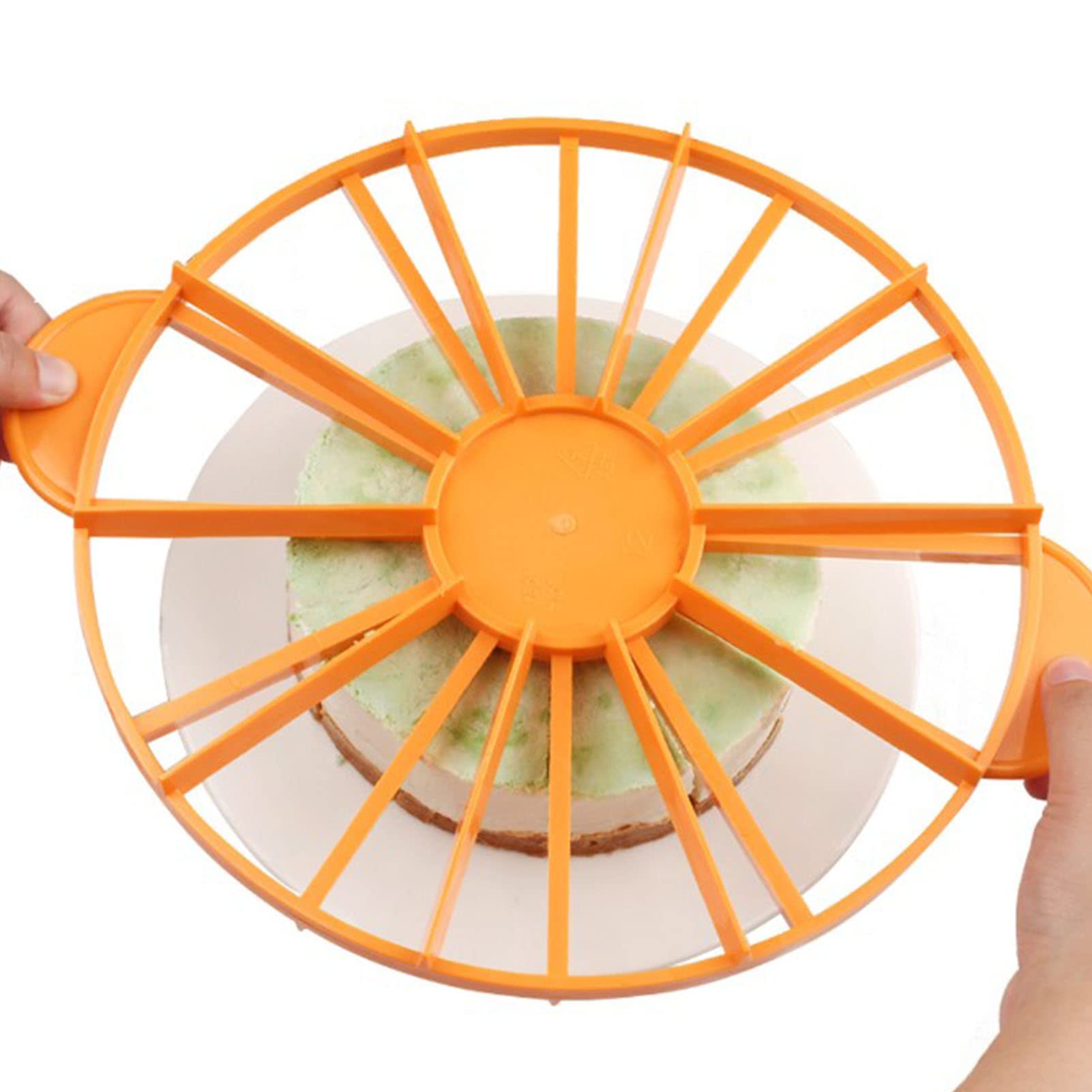 Premium Cake Portion Marker - 10/12 Piece Round Cake Divider Tool, Food Grade Bread Slicer & Cake Slicing Fixator (Yellow, 126g/4.4oz) - Perfect for Birthday Cakes, Wedding Desserts & Baking Measurements