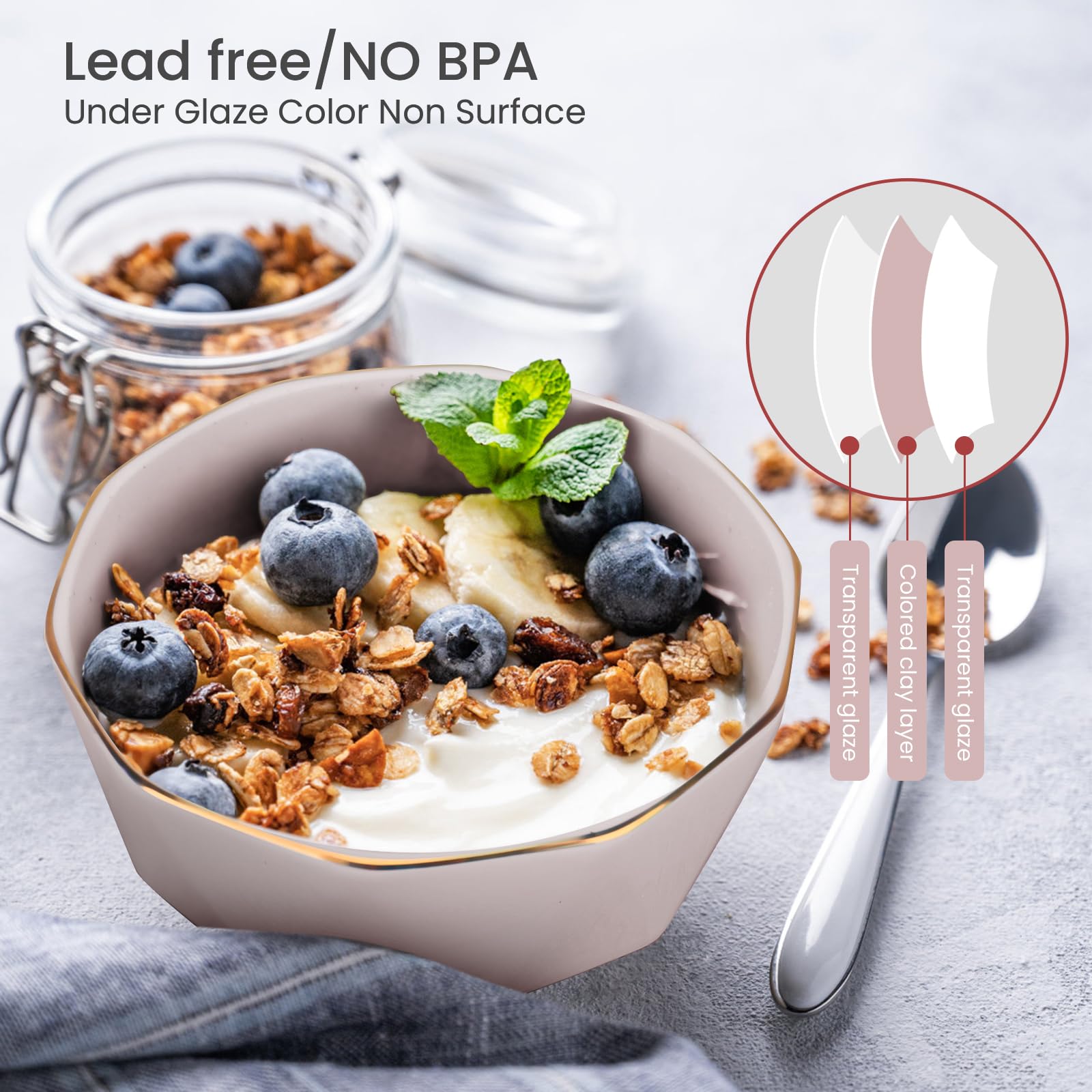 4.5 Inch 10oz Gold-Plated Ceramic Small Bowls Set of 4 - Elegant Diamond Design for Yogurt, Desserts, Snacks & Dipping Sauces - Perfect for Dinner Parties, Tea Time & Home Entertaining