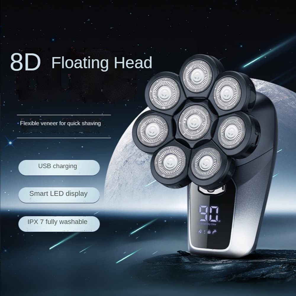 8D Multifunctional Electric Razor for Men - 6-in-1 Bald Head Shaver with LED Display | Professional Grooming Kit for Smooth Shaving at Home & Travel