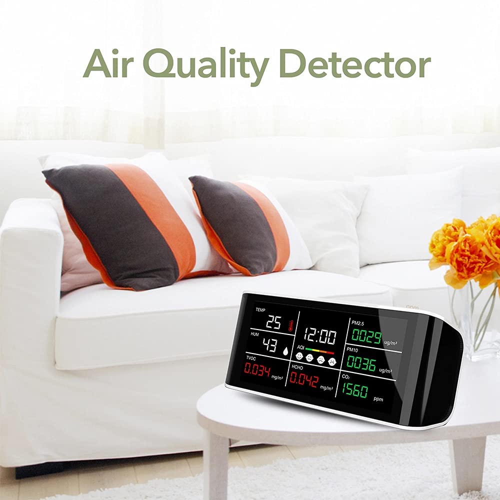 Professional CO2 Detector & Air Quality Monitor - Carbon Dioxide, Temperature, Humidity, PM2.5 Tester with LCD Display for Home, Office, Greenhouse, and Indoor Air Quality Analysis
