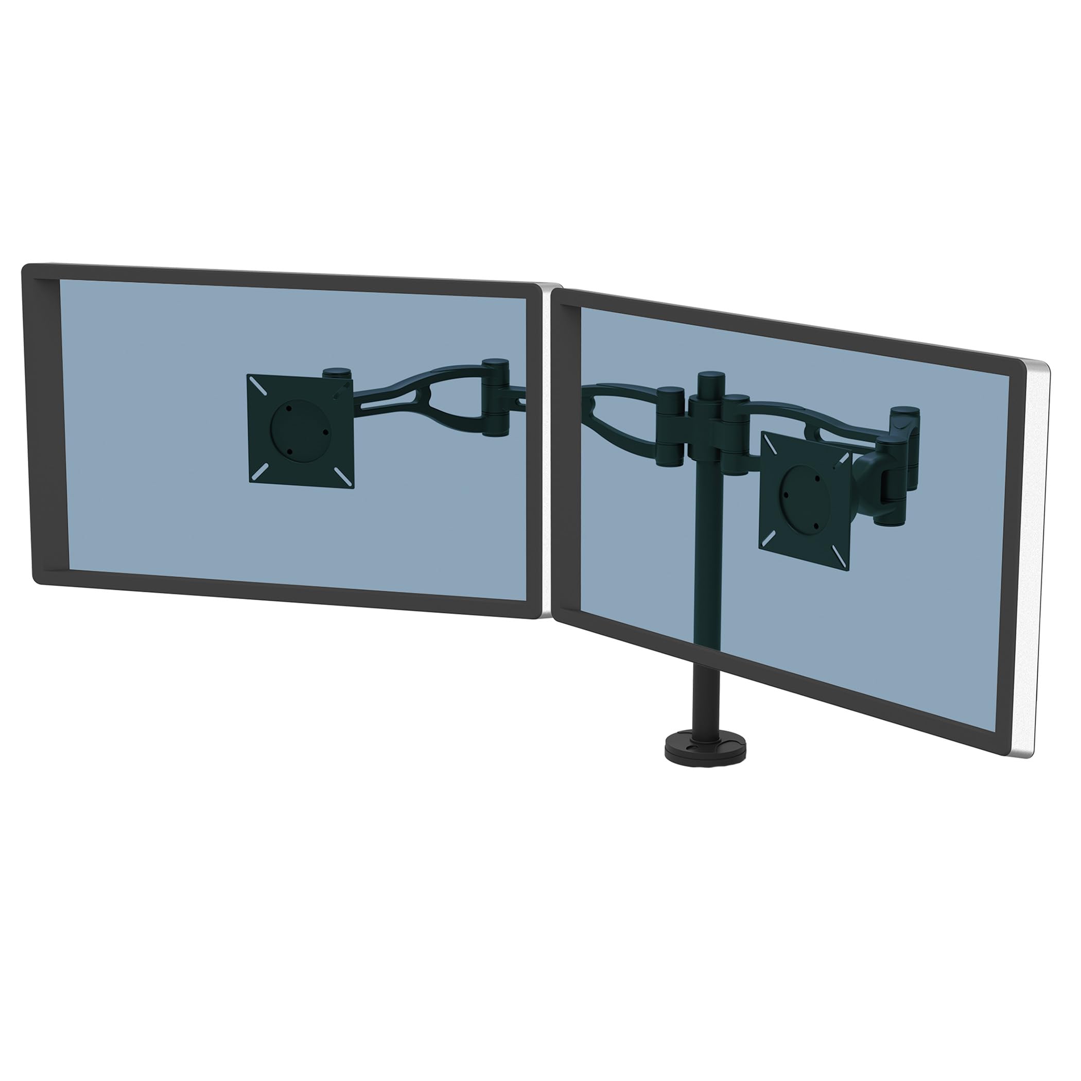 Fellowes Dual Monitor Arm - Ergonomic Adjustable Desk Mount for 10KG 26 Inch Screens - 37° Tilt, 180° Pan & 360° Rotation - VESA 75x75/100x100 Compatible - Black - Perfect for Home Office & Gaming Setup