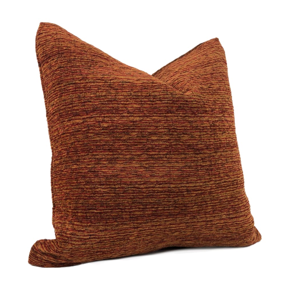 Algonquin Sienna Rust Brown Orange Ridged Chenille Texture Pillow Cover - Soft Decorative Throw Pillow Case for Living Room, Bedroom & Sofa