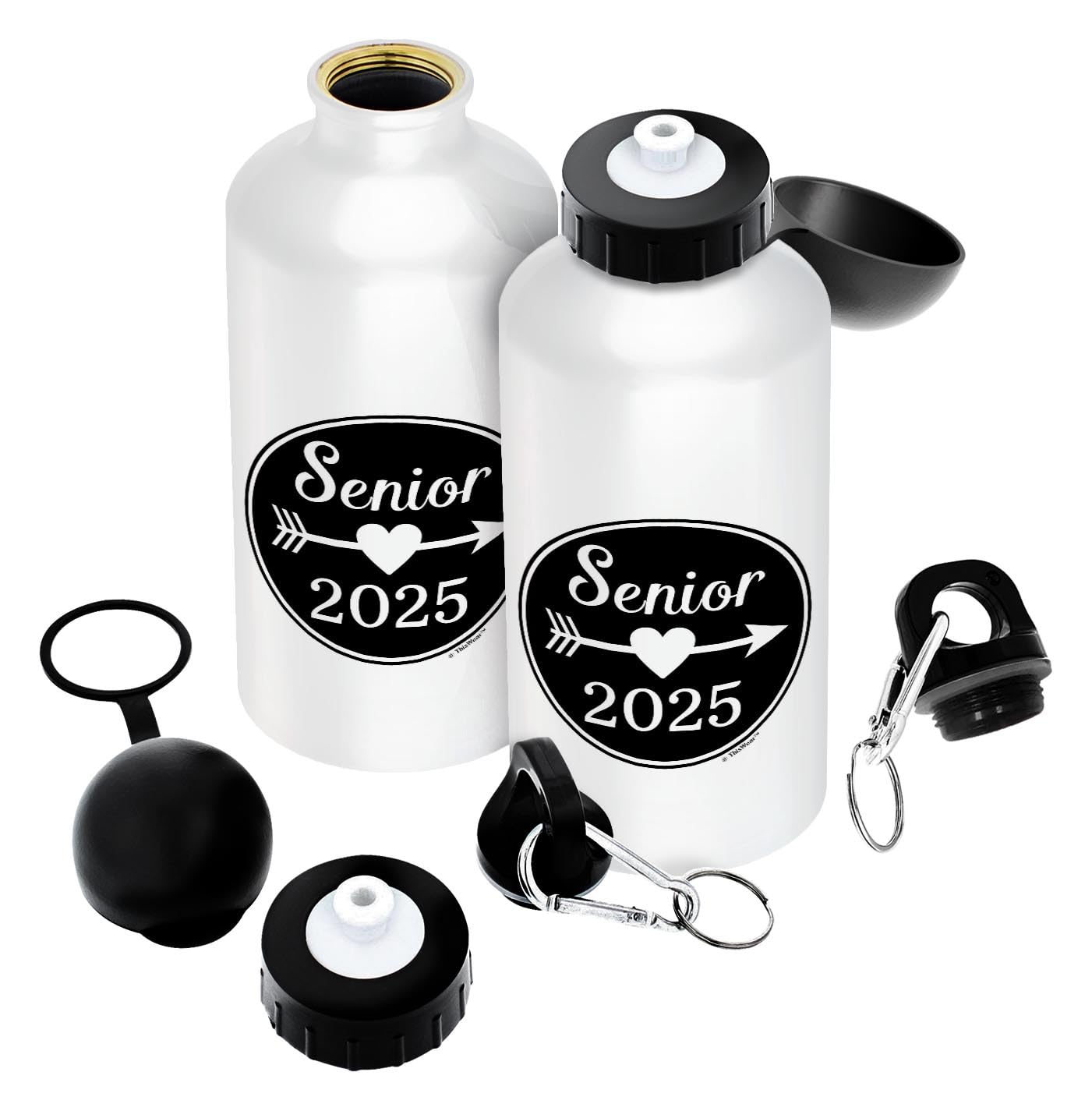 2025 Graduation Party Supplies - Class of 2025 Senior Gift Set with 2-Pack 20oz Aluminum Water Bottles, Carabiner Clip & Sport Top - Perfect for Graduation Celebrations, School Events & Outdoor Activities