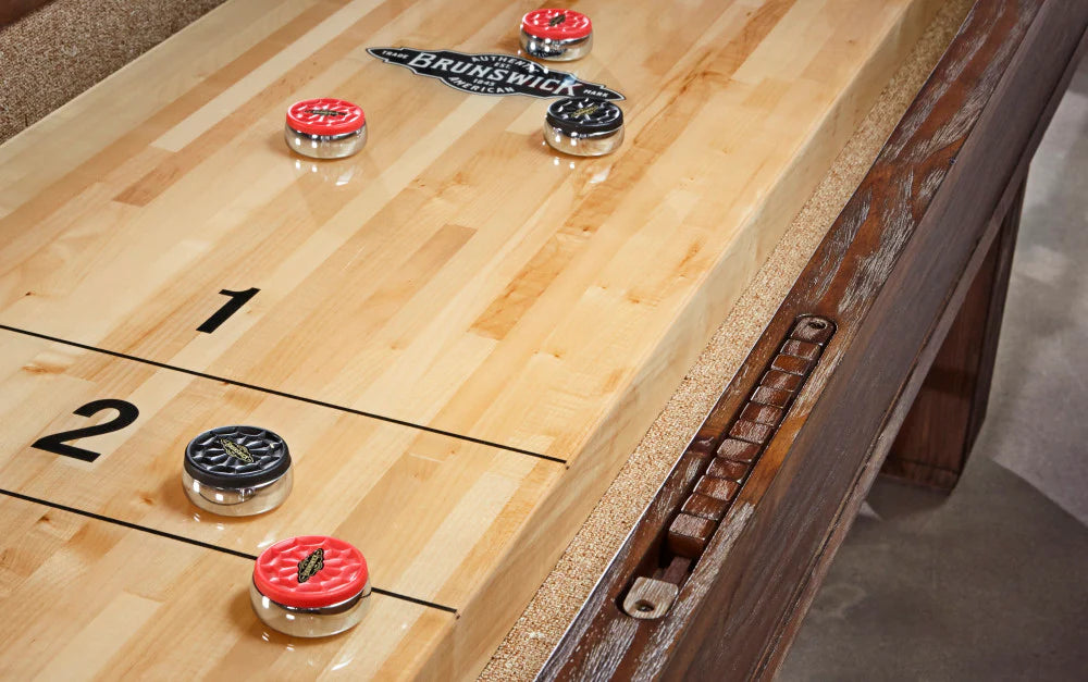 Brunswick Canton 12-Foot Shuffleboard Table for Game Room, Bar & Home Entertainment - Professional Indoor Shuffleboard Game Set for Adults & Family Fun
