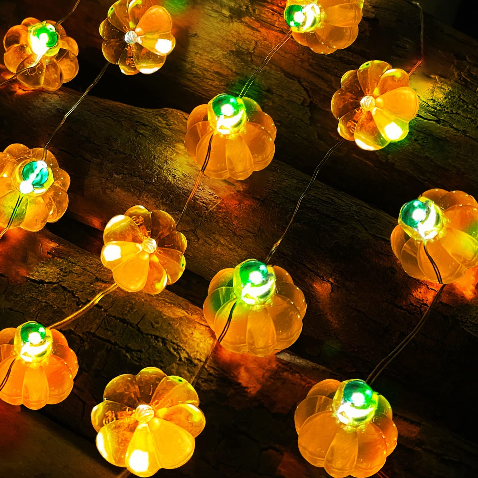 TURNMEON 40LED 13Ft Thanksgiving String Lights - 3D Pumpkin Lights Battery Operated for Indoor Outdoor Fall Decor | Perfect for Thanksgiving, Halloween, Autumn Harvest Home & Party Decorations