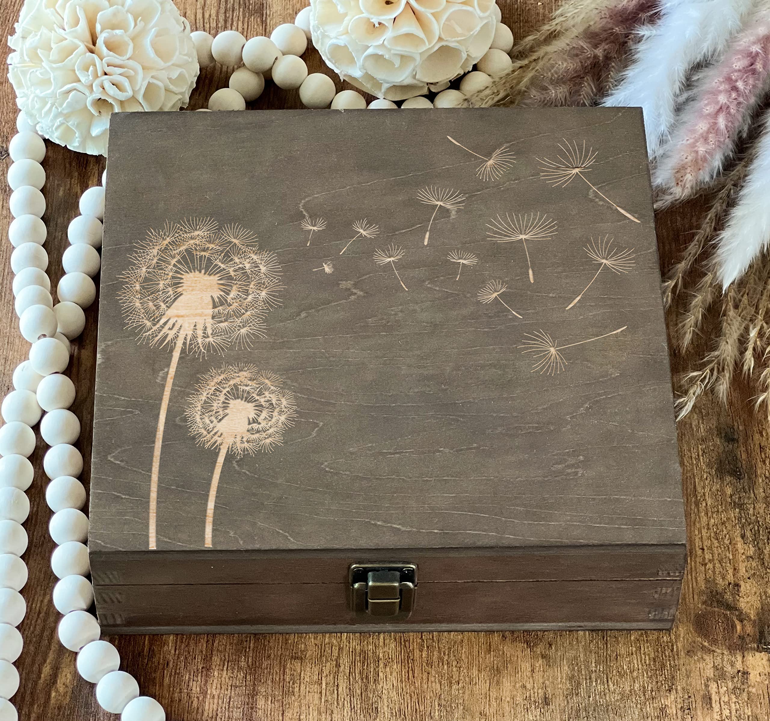 Handcrafted Dark Walnut Wooden Keepsake Box - Engraved Memory Gift Box for Women, Best Friend, Anniversary (8.5 x 8 x 2.5 inches) - Perfect for Storing Jewelry, Love Letters & Special Mementos