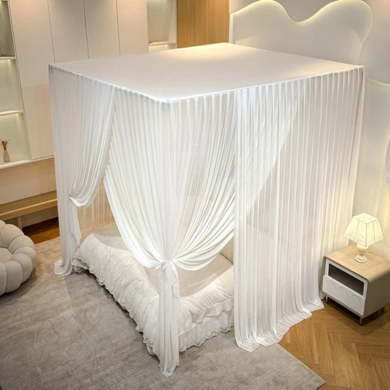 Luxury Silky Semi-Sheer Canopy Bed Curtain - Elegant Sheer Fabric for Romantic Bedroom Decor, Wedding, Nursery & Boho Chic Home Decor