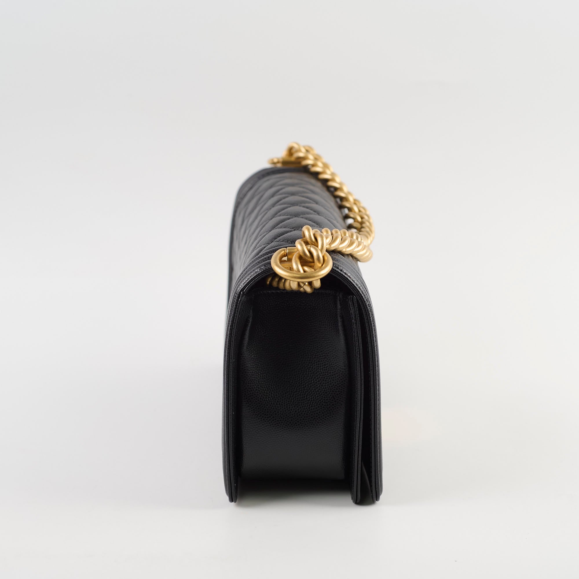 Chanel Old Medium Boy Bag Black Caviar Gold Hardware - Luxury Designer Handbag for Women, Perfect for Evening Parties & Special Occasions