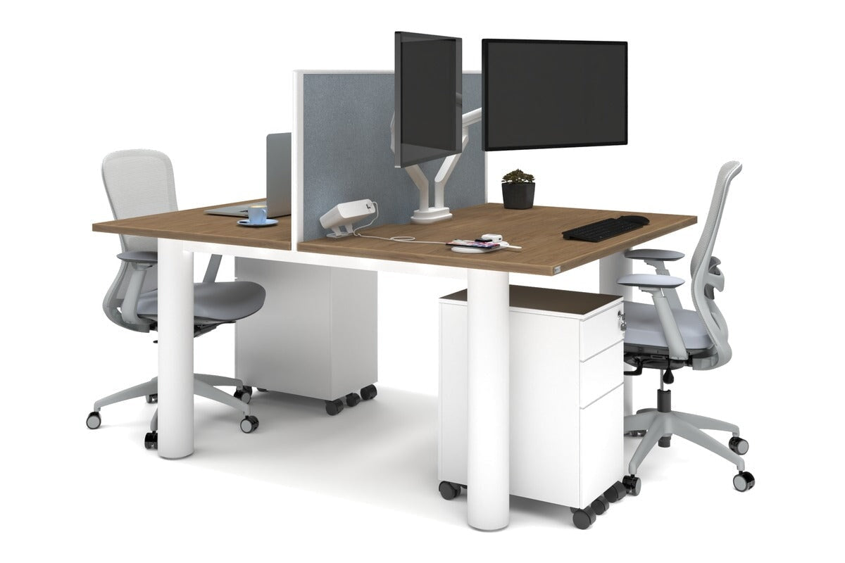 Quadro Cylinder Leg 2-Person Office Workstation Desk - 1400L x 800W with Cable Management - Perfect for Collaborative Workspaces & Modern Offices