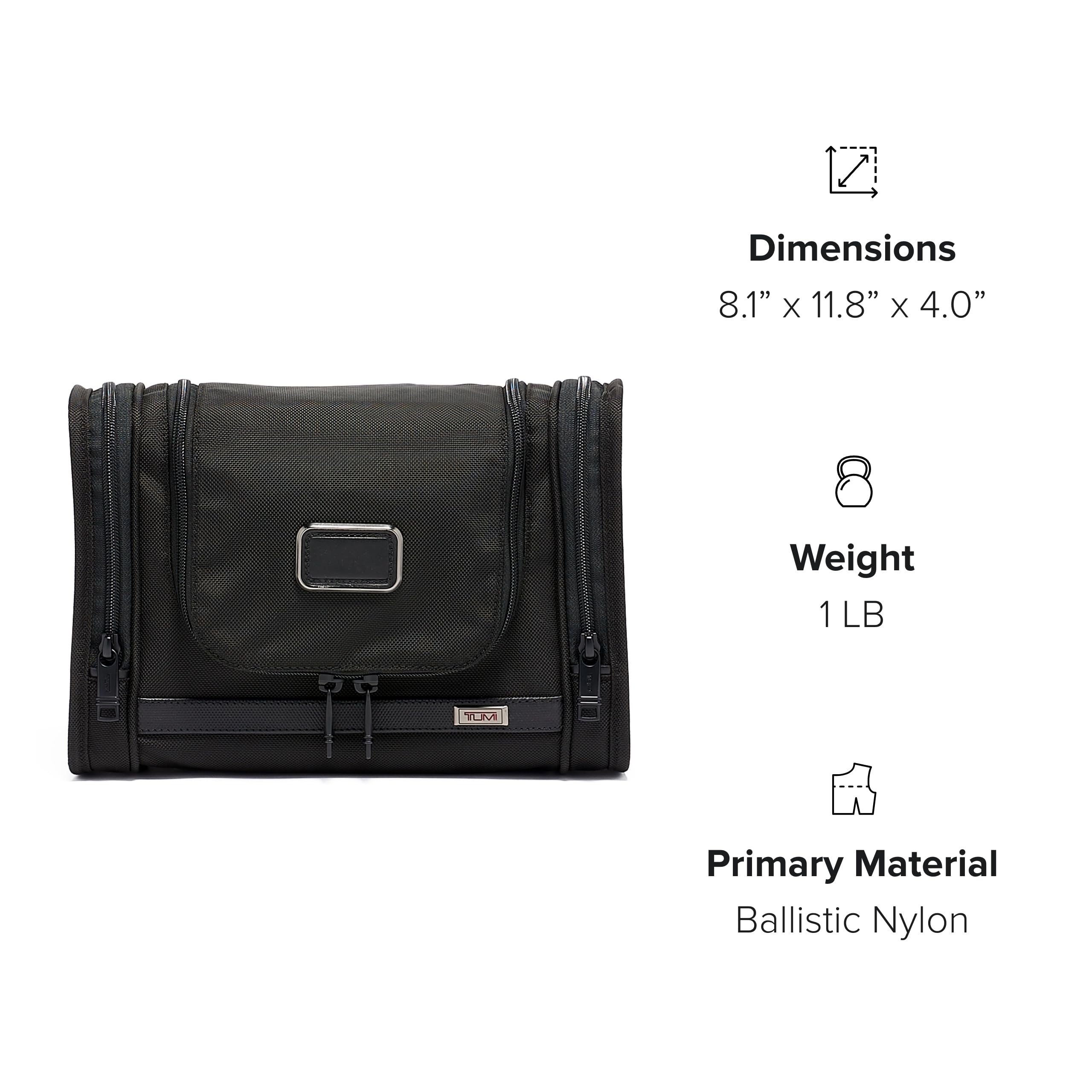 TUMI Alpha Hanging Travel Toiletry Bag - Water-Resistant Cosmetic Organizer with Multiple Pockets & Hooks - Perfect for Business Trips, Vacations & Gym Essentials (Black)