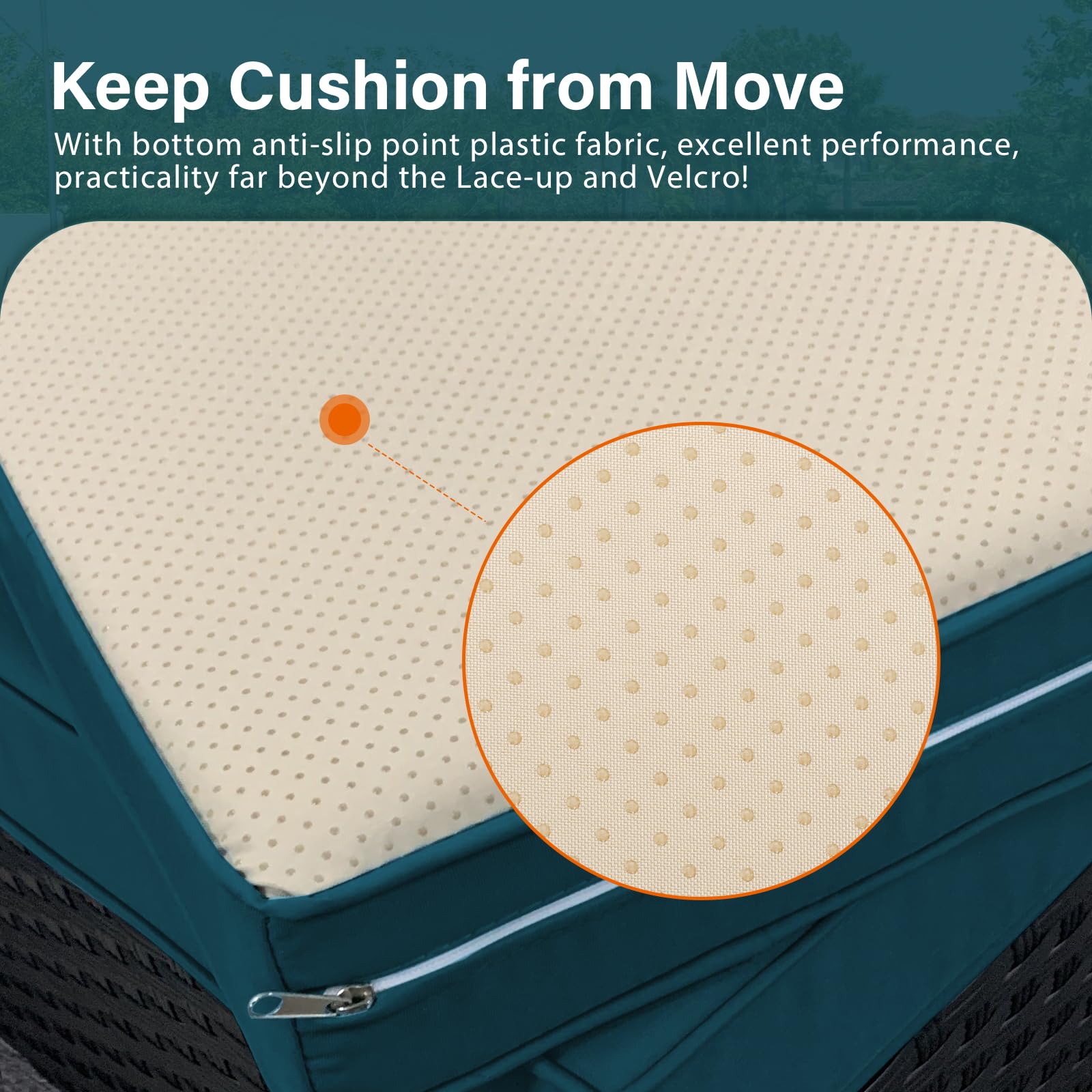 Waterproof Outdoor Cushion Covers for Patio Furniture Set - Non-Slip Square Sofa Cushion Slipcovers Replacement (Peacock Blue) - Perfect for Sectional Sofas, Deck Chairs & Poolside Lounging