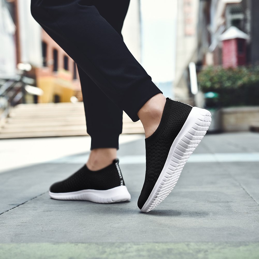 TIOSEBON Men's Slip-On Walking Shoes - Breathable Knit Mesh Tennis Sneakers for Men - Lightweight Comfortable Casual Shoes for Walking, Running & Daily Wear