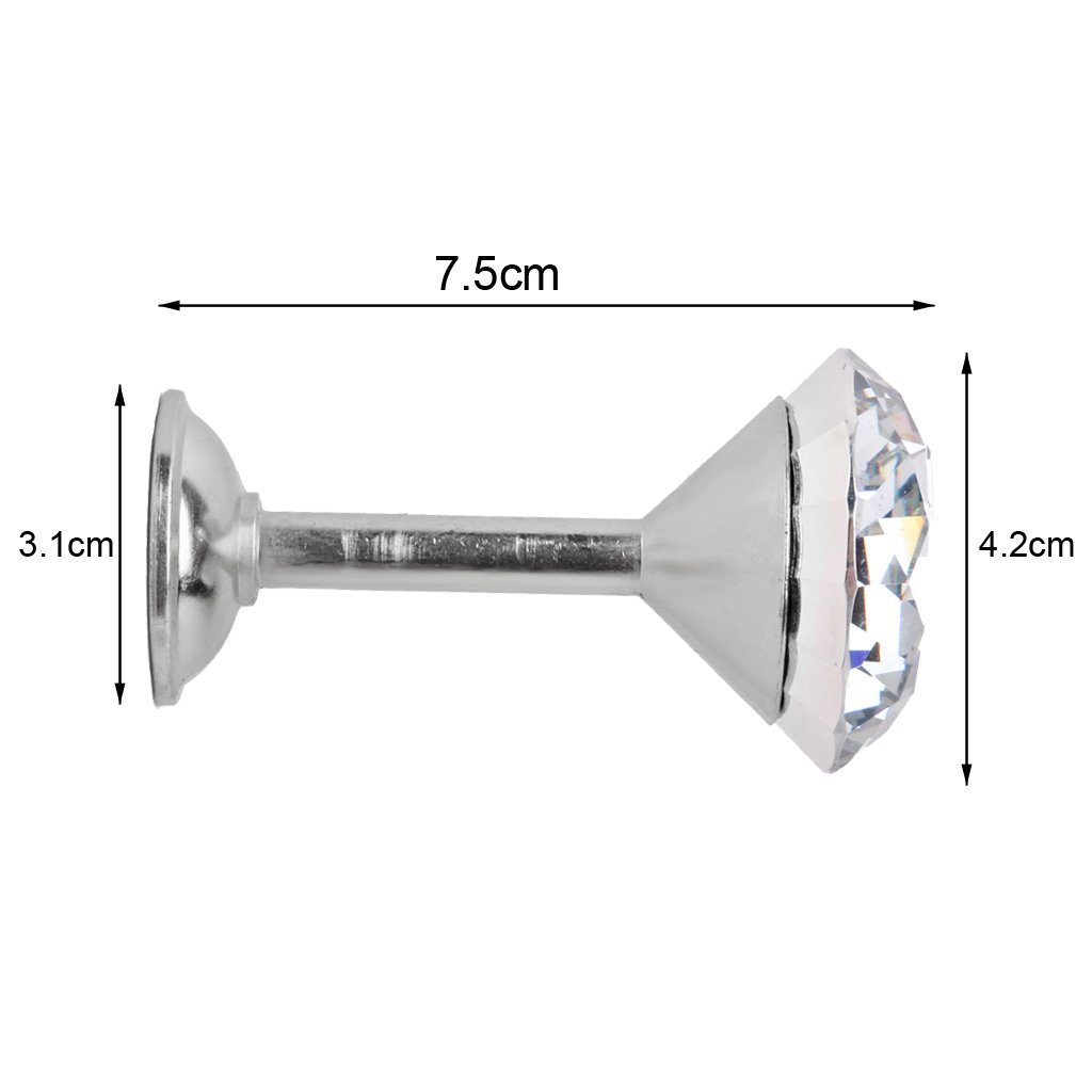 1 Pair Elegant Diamond Crystal Curtain Hooks - Decorative Wall Holdbacks & Tiebacks for Drapes (Silver) | Perfect for Living Room, Bedroom Window Treatments & Home Decor