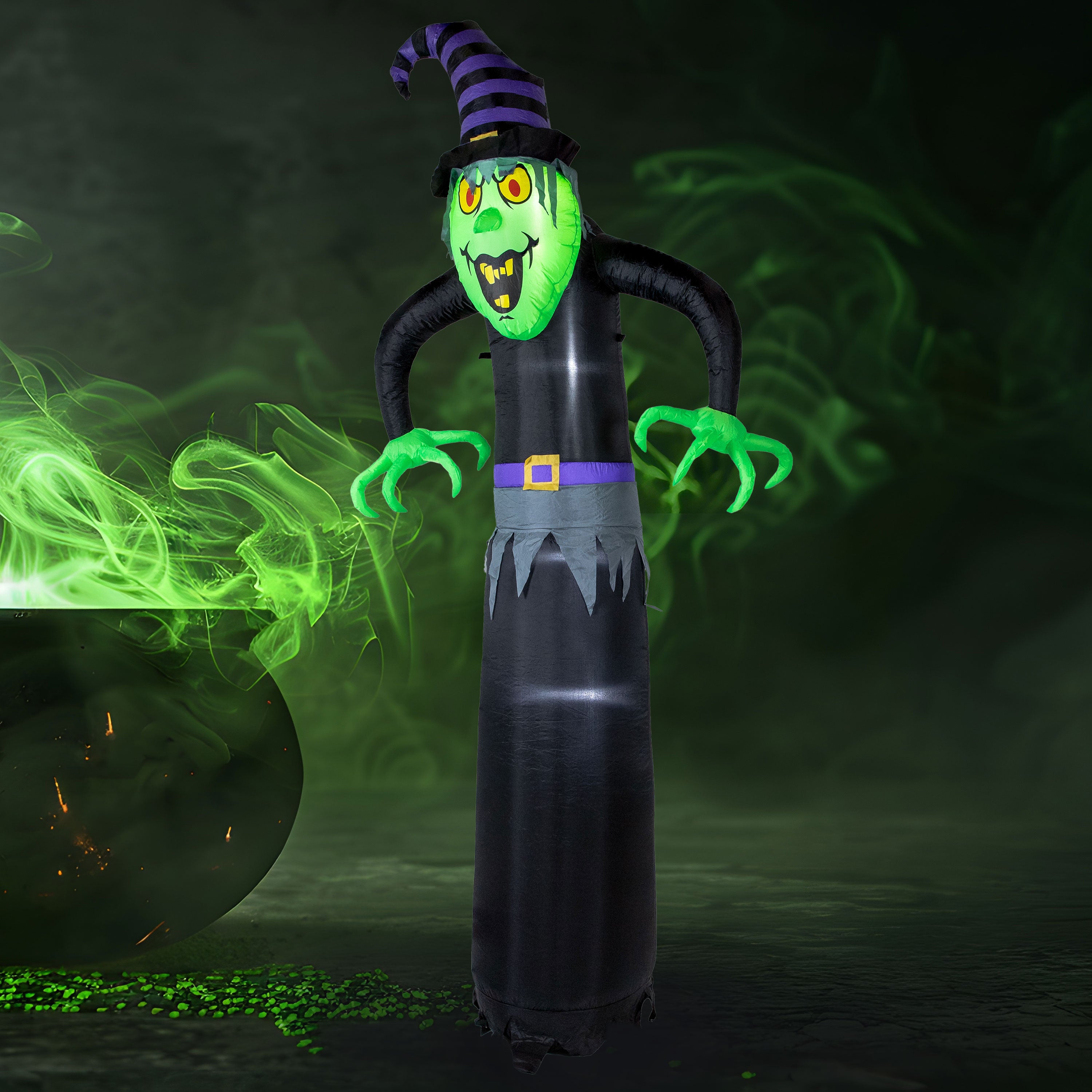 Sunnydaze 8' Winifred the Wicked Witch Inflatable Halloween Decoration - Spooky Outdoor Yard Decor for Halloween Party & Haunted House
