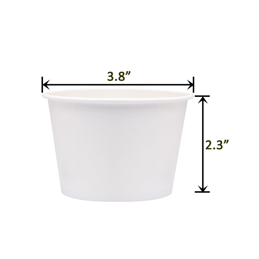 Eco-Friendly 8 oz Paper Ice Cream Cups with Lids - White Disposable Hot & Cold Soup Bowls (40 Pack) - Perfect for Parties, Desserts & Takeout Meals