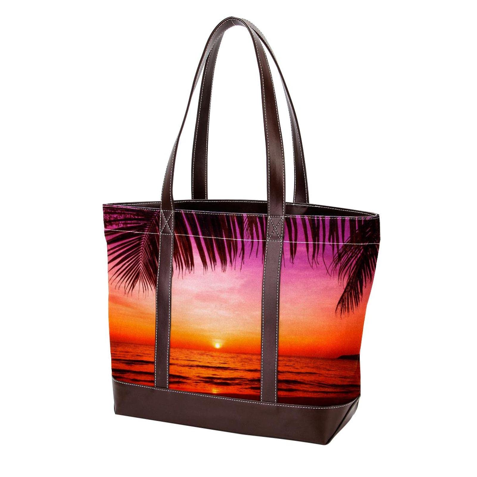 Stylish Black Leather & Canvas Tote Bag for Women - Large Top Handle Shoulder Satchel Purse - Perfect for Work, Travel & Everyday Use