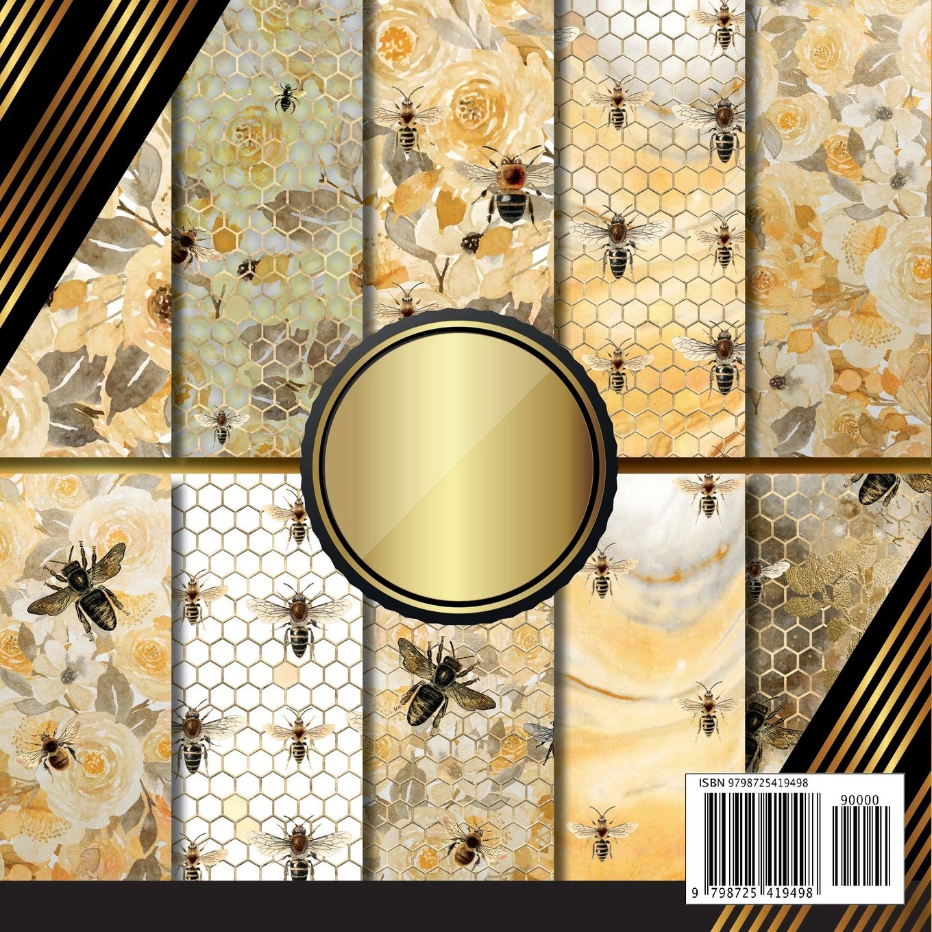Yellow and Gray Bee Double Sided Scrapbook Paper for Card Making, Origami, DIY Crafts | Decorative Scrapbooking Supplies for Journals, Gift Wrapping & Home Decor