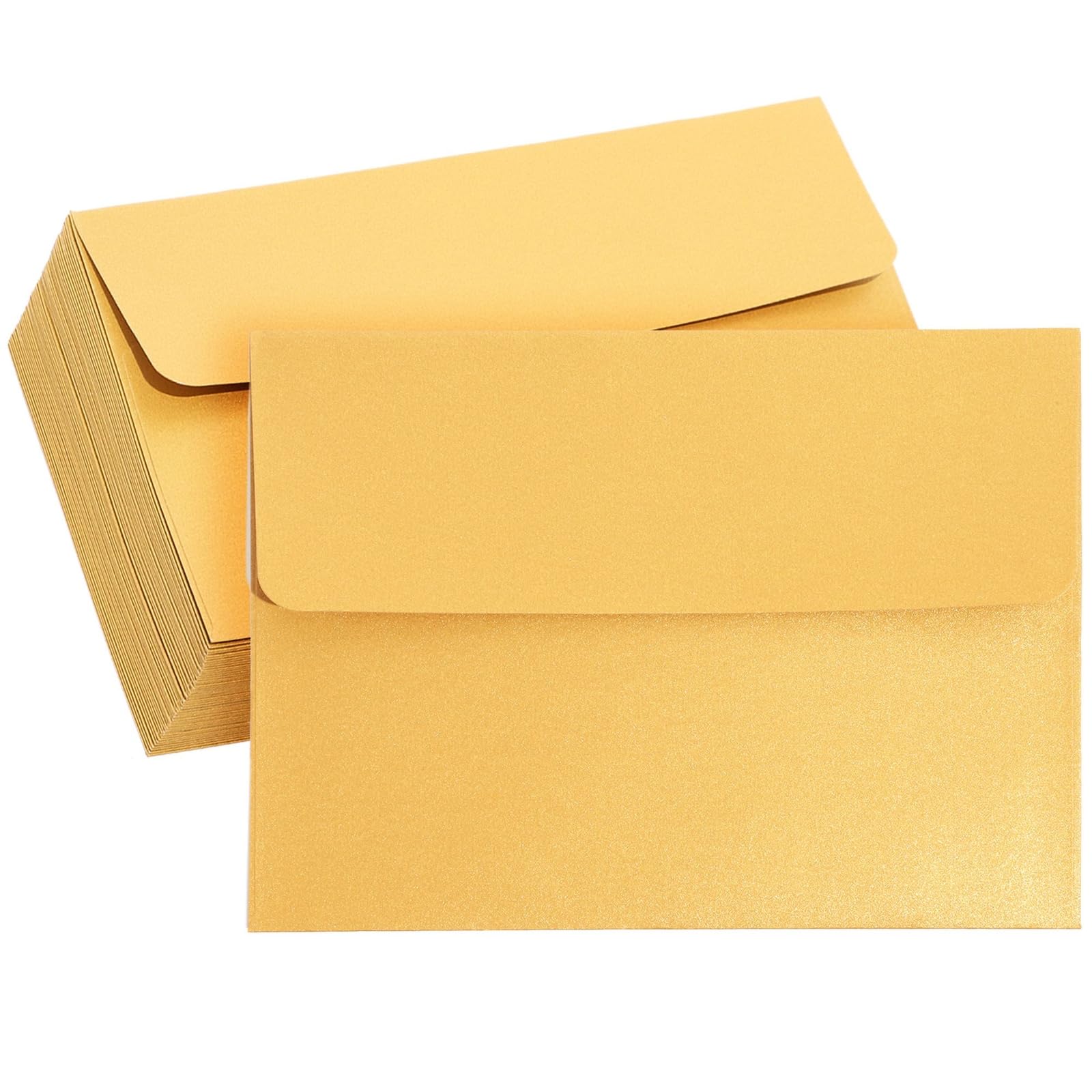 50 Pack A7 Metallic Gold Self-Sealing Envelopes for 5x7 Cards - Bulk Gold Envelopes for Wedding Invitations, Birthday Party, Greeting Cards & Thank You Notes | Perfect for DIY Crafts, Stationery & Special Occasions