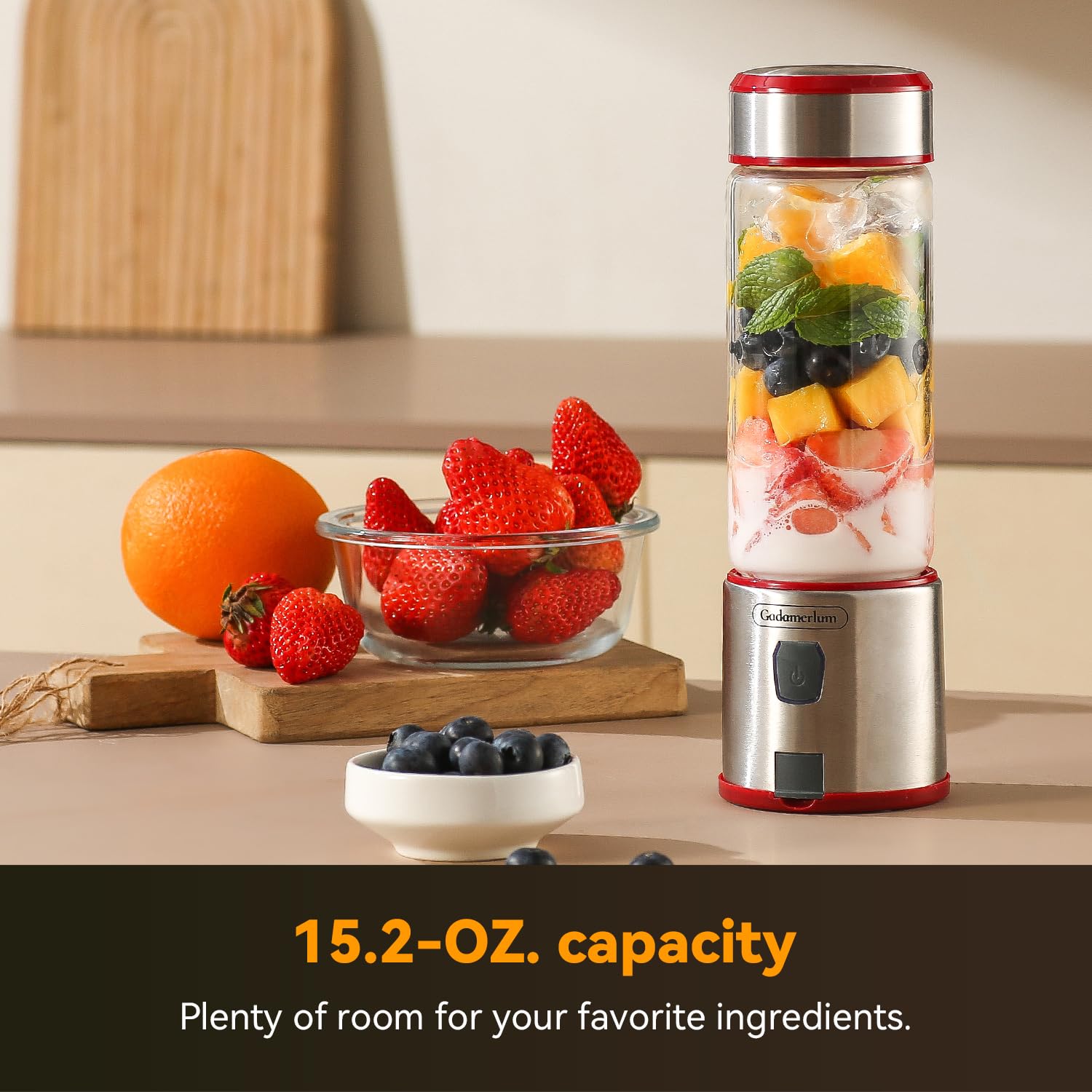 Blast Portable Blender - Cordless USB-C Rechargeable Personal Blender with 15.2oz Glass Bottle | BPA Free, Leakproof Lid & Sip Spout | Perfect for Smoothies, Protein Shakes & Meal Prep | Dishwasher Safe Travel Blender for Gym, Office & Outdoor Adventures (V3)