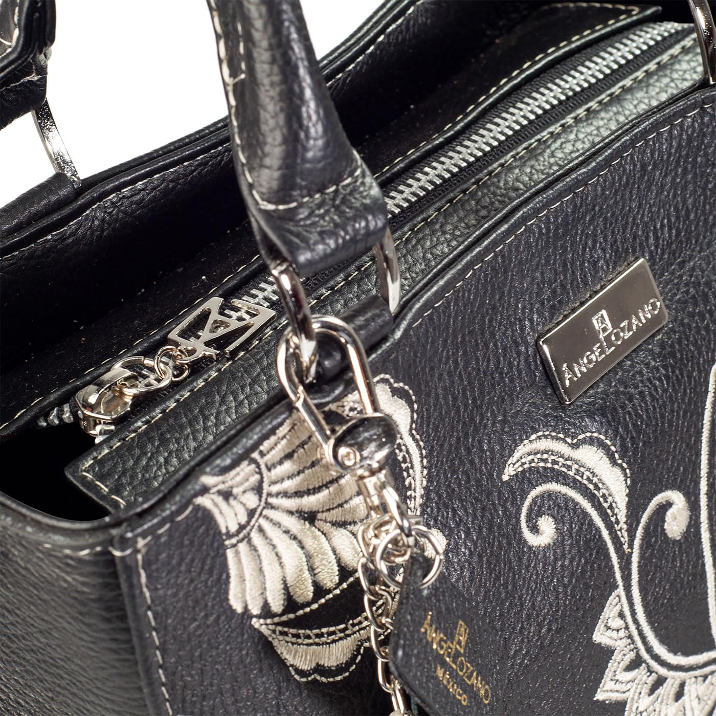 Handmade Leather Satchel Bag for Women with Mandala Embroidery – Pilar Mandala Model – Perfect for Work, Travel & Boho Fashion Accessories