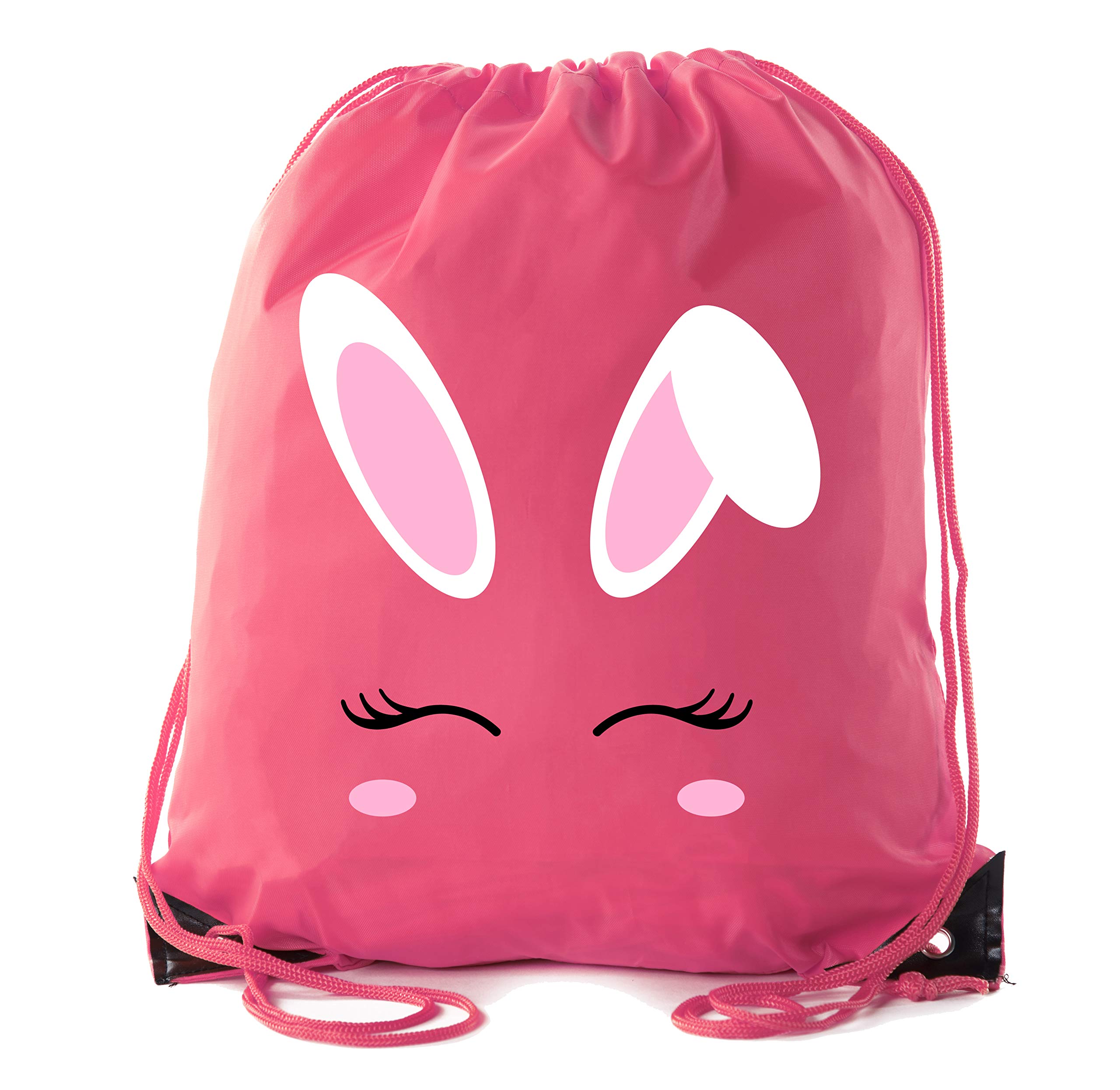 Easter Basket Bags with Bunny Face - Bulk Drawstring Backpacks for Easter Party Favors & Goody Bags - Perfect for Easter Egg Hunts, Classroom Treats & Spring Celebrations