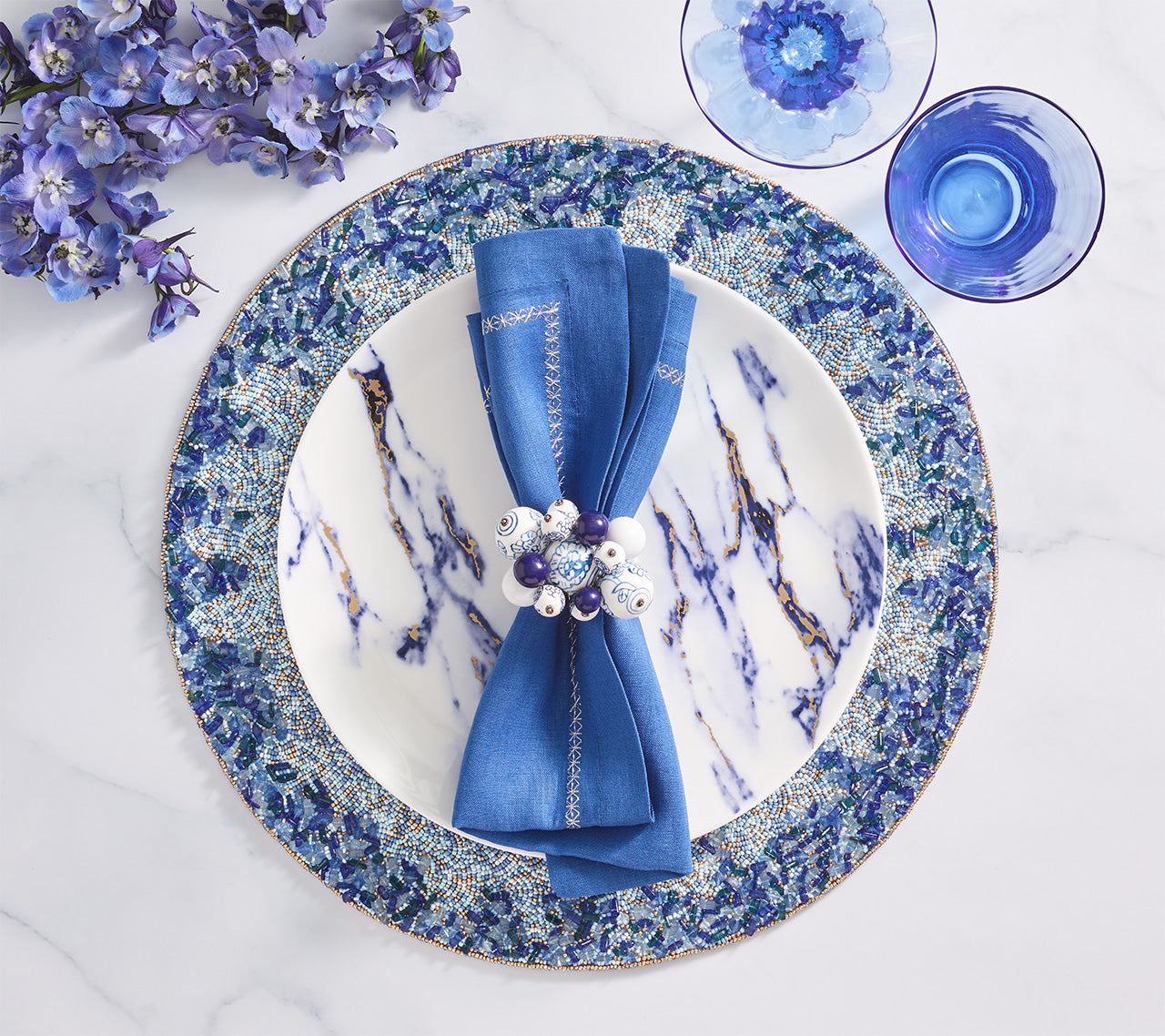 Premium Navy & Blue Lagoon Placemat Set of 4 - Waterproof & Heat-Resistant Dining Table Mats for Home, Kitchen, and Outdoor Entertaining