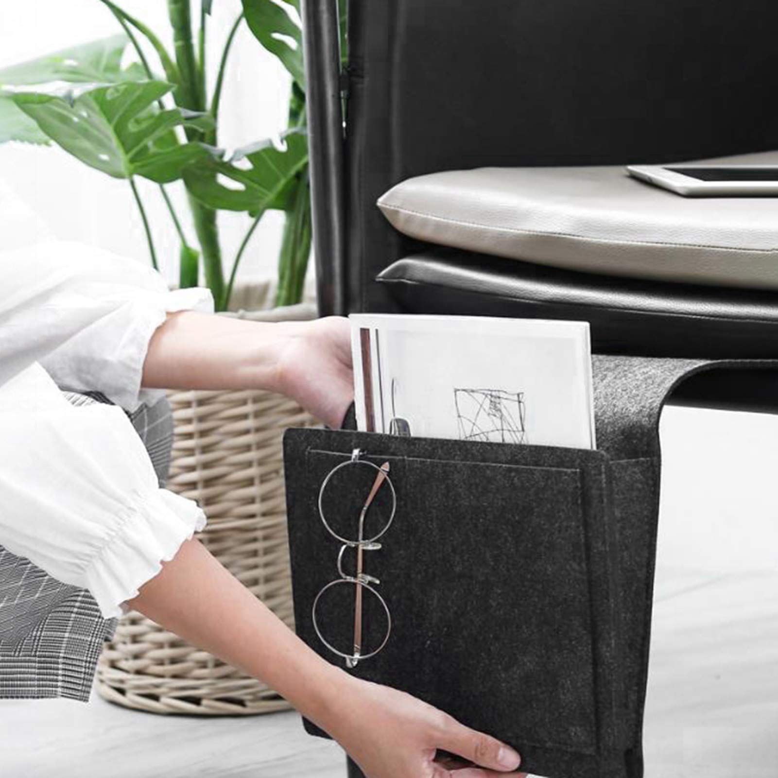 Hemoton Felt Bedside Hanging Organizer Bag - Multi-Purpose Storage Basket for Bedroom, Dorm & Office - Perfect for Laptop, Books, Remote Controls & Essentials - Ideal for Small Space Organization & Clutter-Free Living