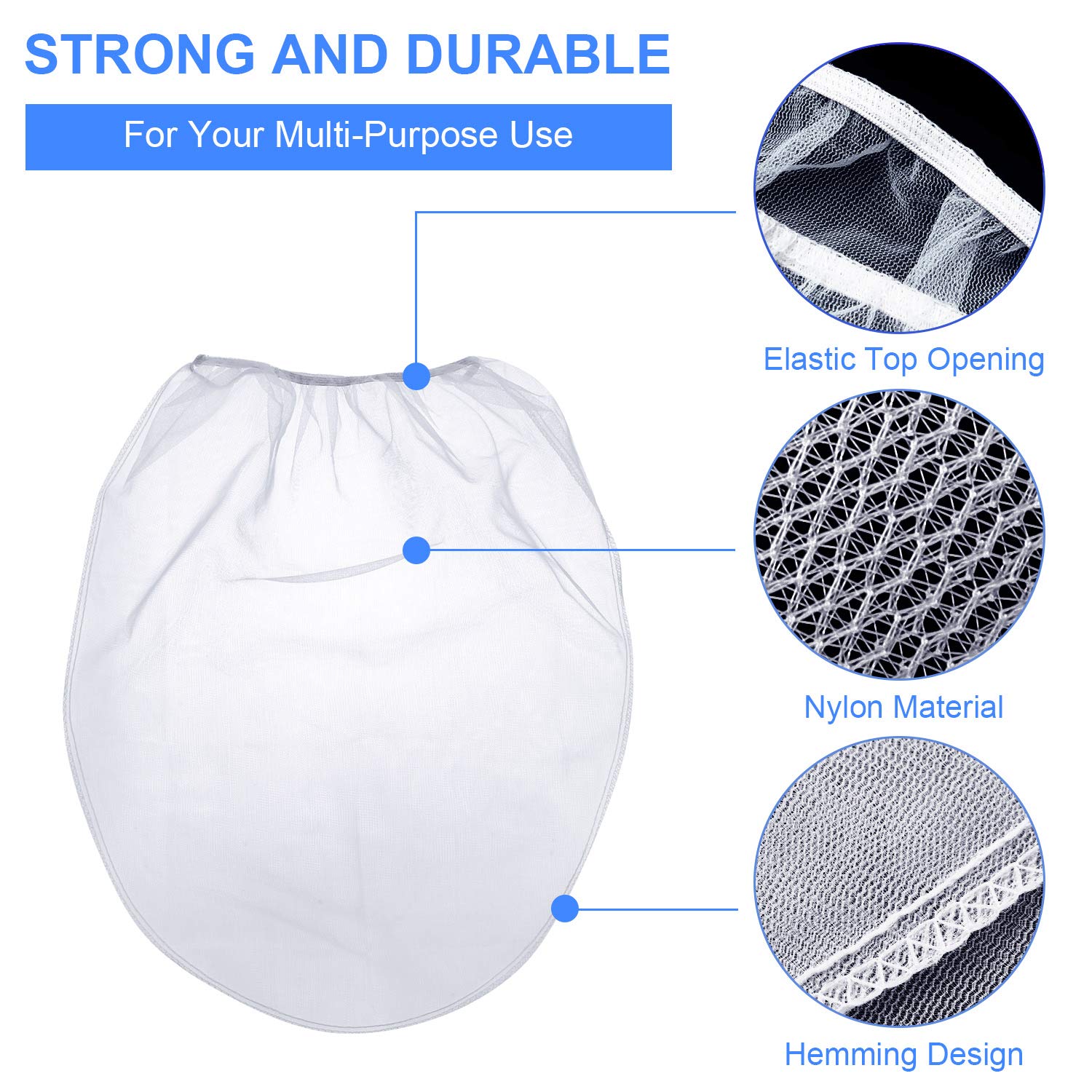 Premium White Fine Mesh Paint Strainer Bags - 1 Gallon Elastic Opening Bucket Filters (20 Pack) for Hydroponic Gardening, Painting Projects & DIY Home Improvement
