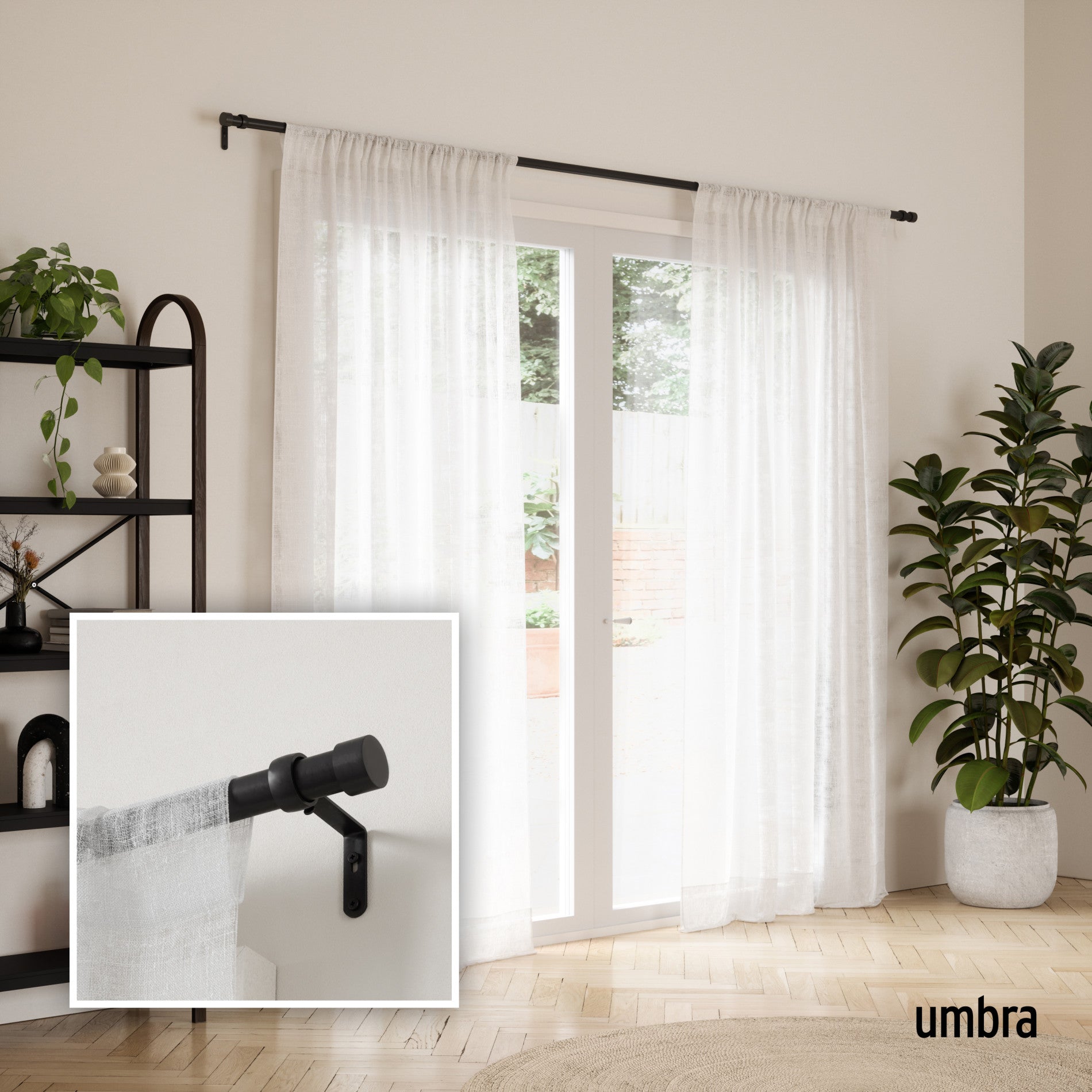 Premium Cappa Curtain Rod - Adjustable Heavy Duty Drapery Rod for Windows, Black Finish - Perfect for Living Room, Bedroom & Home Decor
