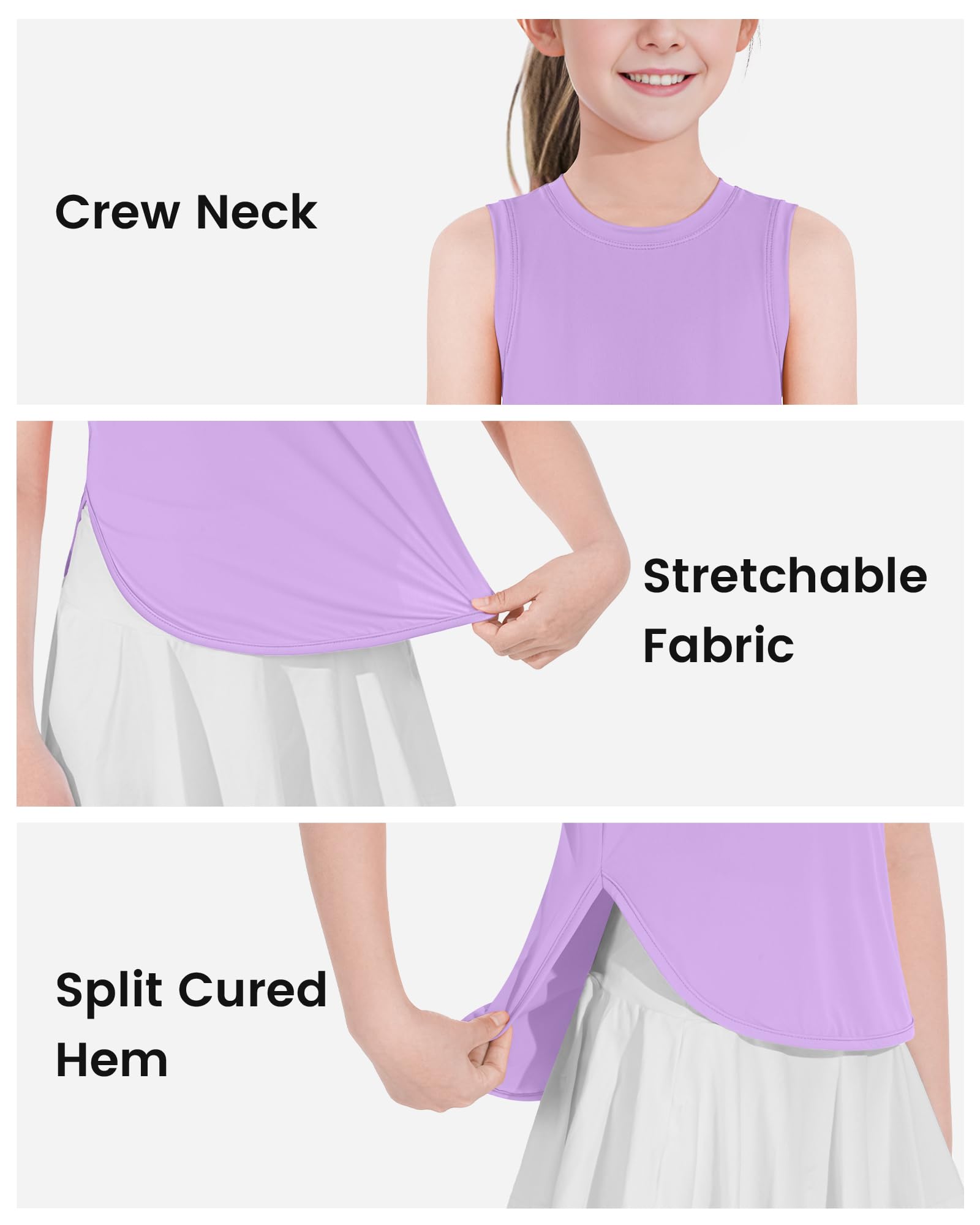 JOCMIC Girls Quick Dry Tank Tops - Breathable Sleeveless Athletic Shirts for Kids | Perfect for Dancewear, Running, Gymnastics & Summer Outdoor Activities
