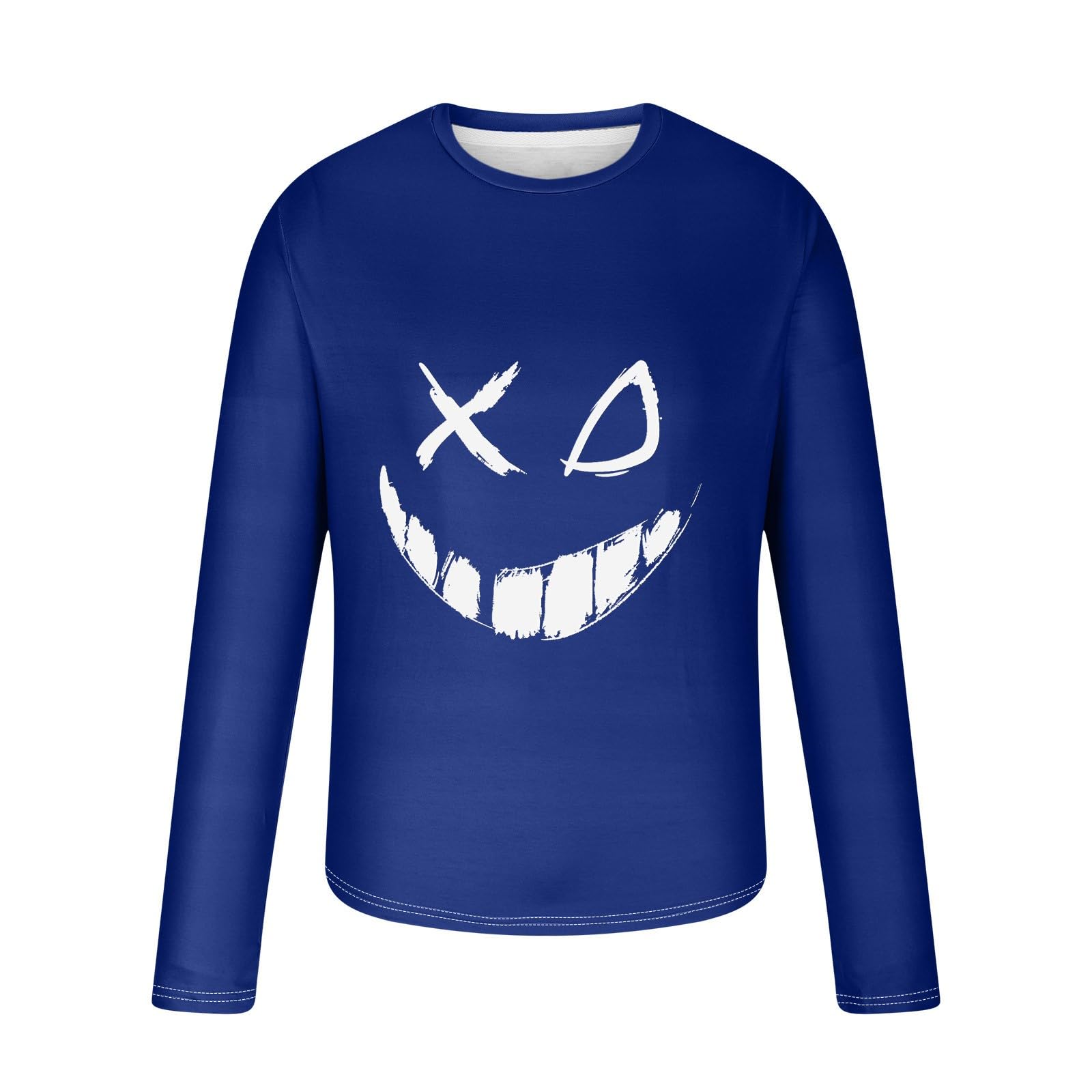 Men's Smiley Face Graphic Long Sleeve T-Shirt - Funny Novelty Streetwear Top for Casual Wear & Everyday Outfits